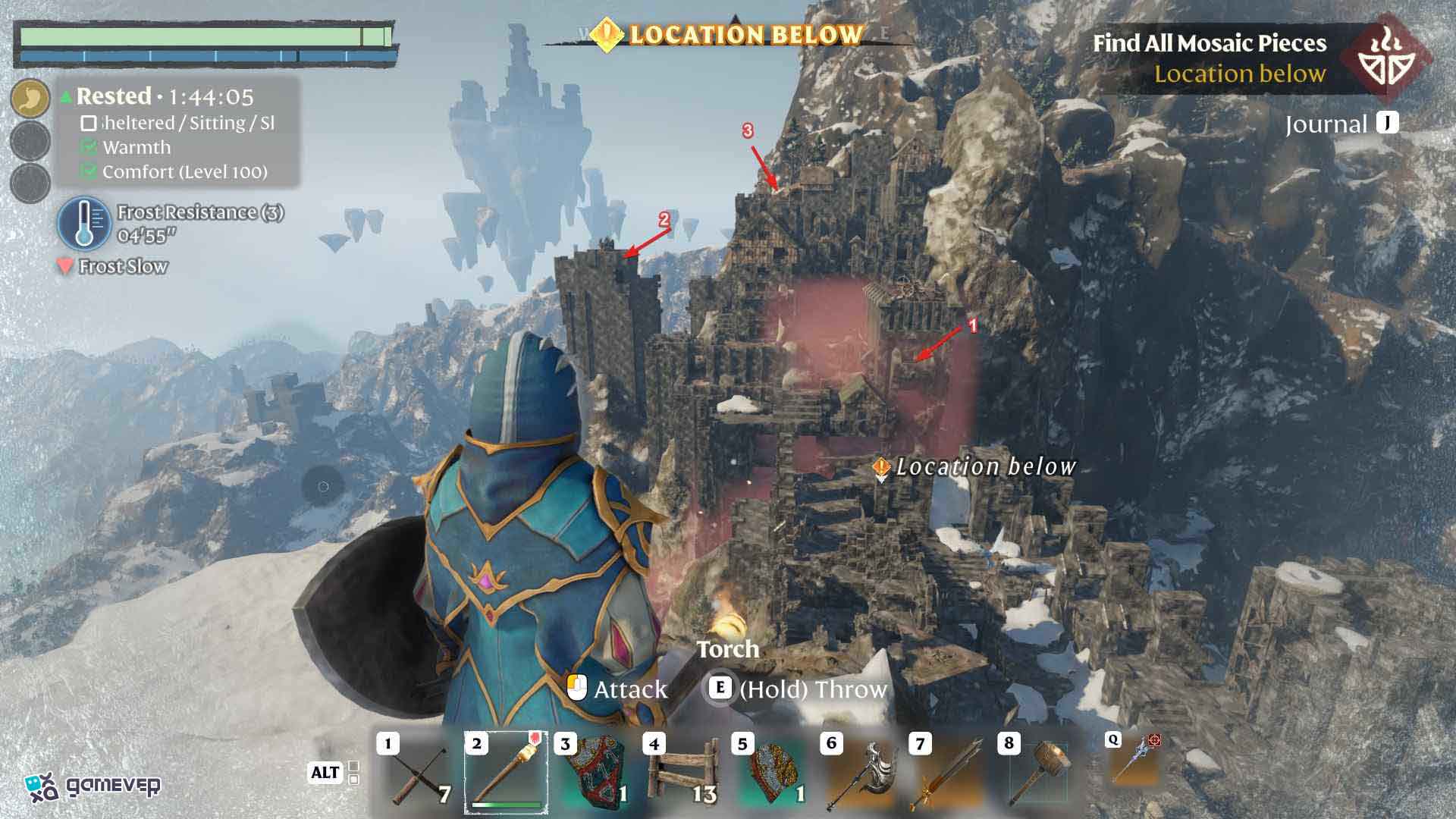 Sube la torre para encontrar la sexta pieza del Mosaico de Llama en Enshrouded Souls of the Frozen Frontier Update