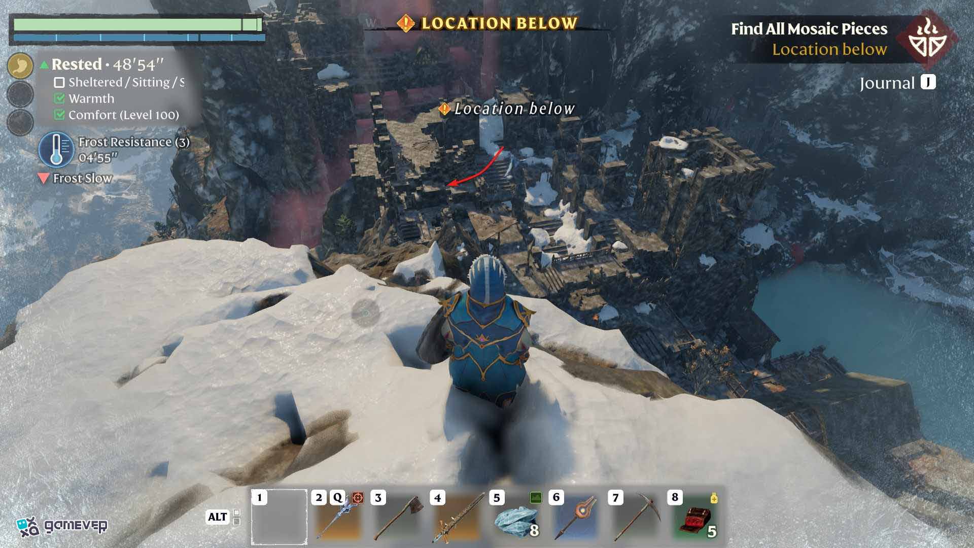 Cruza el puente del castillo y encuentra la cuarta pieza del Mosaico de Llama en Enshrouded Souls of the Frozen Frontier Update
