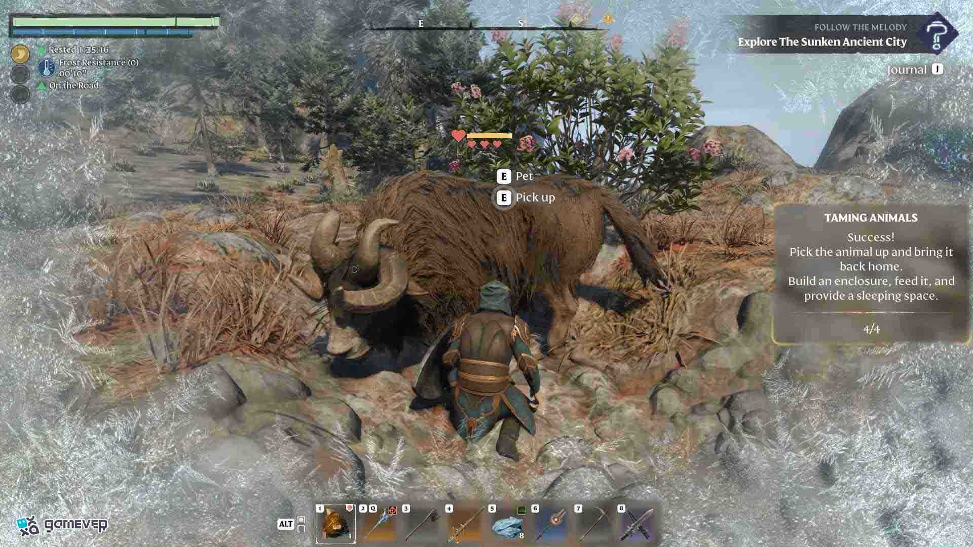 Fabrica Cebo para Yaks para atraer a los Yaks en Enshrouded Souls of the Frozen Frontier.