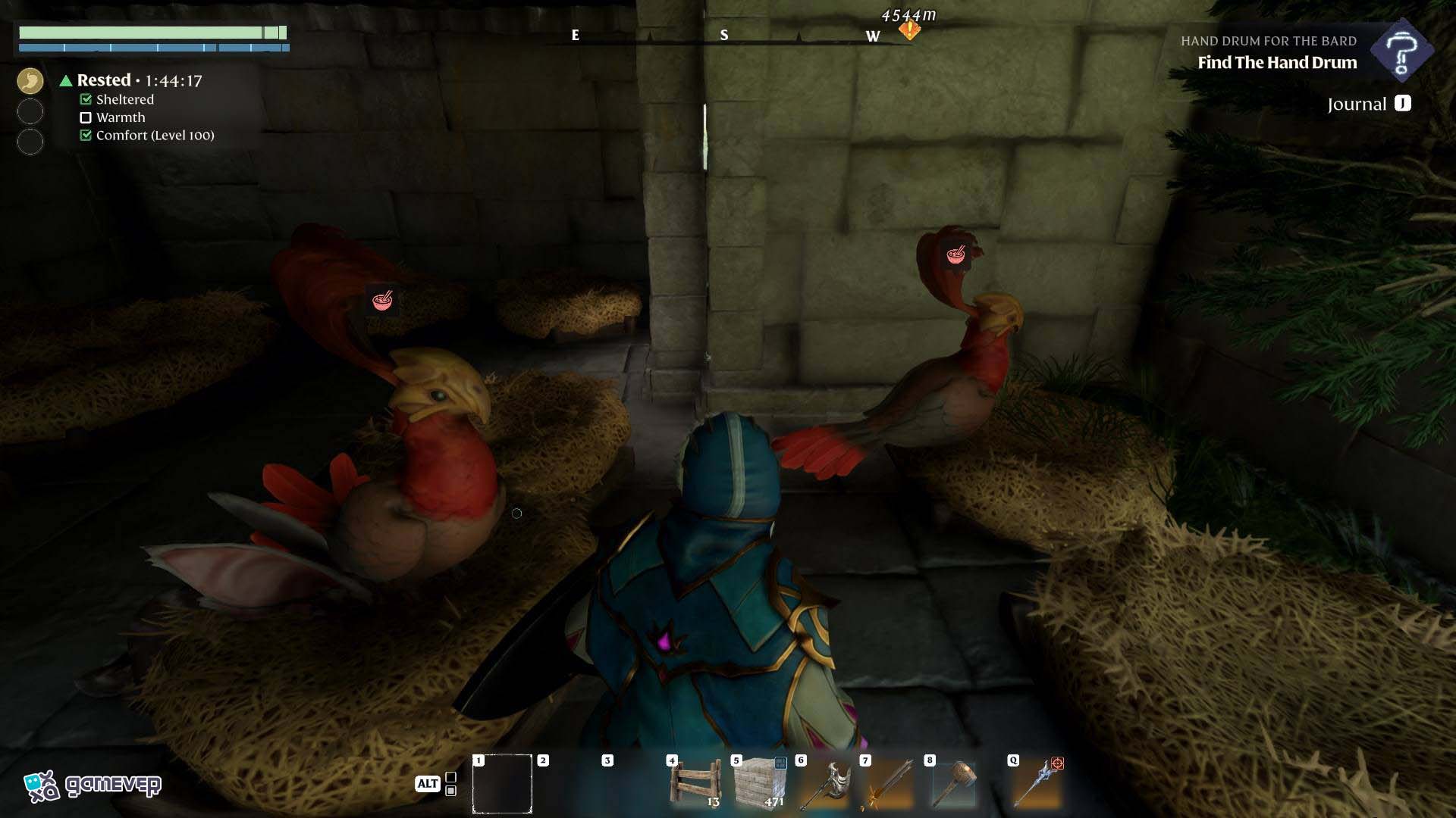 Prepara un refugio cómodo para tu Cola Roja Sin Vuelo domesticada en Enshrouded Souls of the Frozen Frontier Update.