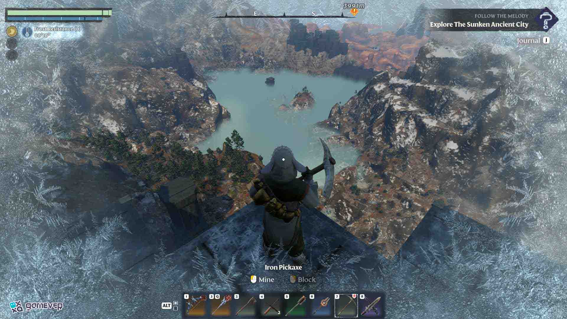 Mina de plata en la Forja de Obsidia en Enshrouded Souls of the Frozen Frontier Update.