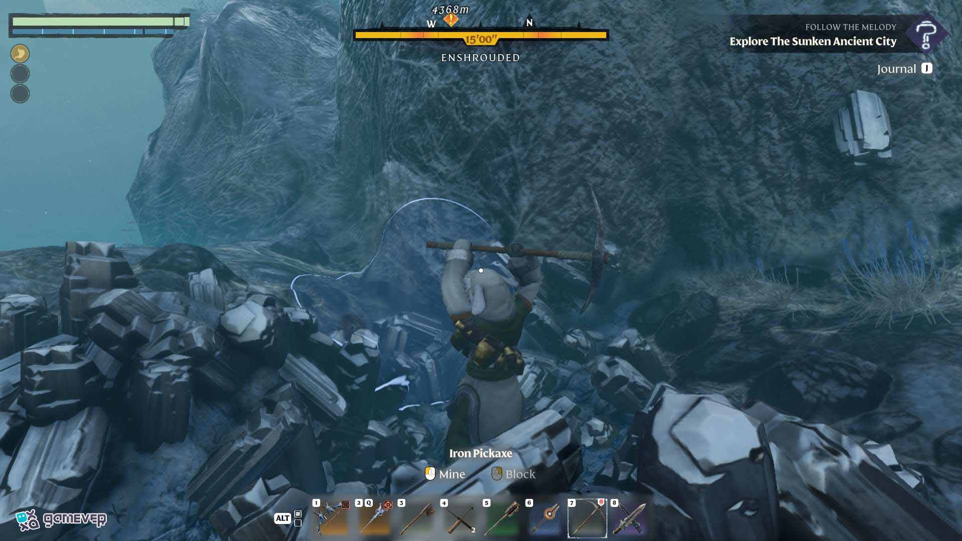Deslízate sobre el Velo y detecta depósitos de plata en Enshrouded Souls of the Frozen Frontier Update.
