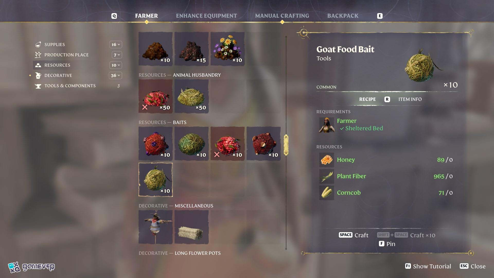 Lanza comida para cabras para comenzar a domesticarlas en Enshrouded Souls of the Frozen Frontier Update.