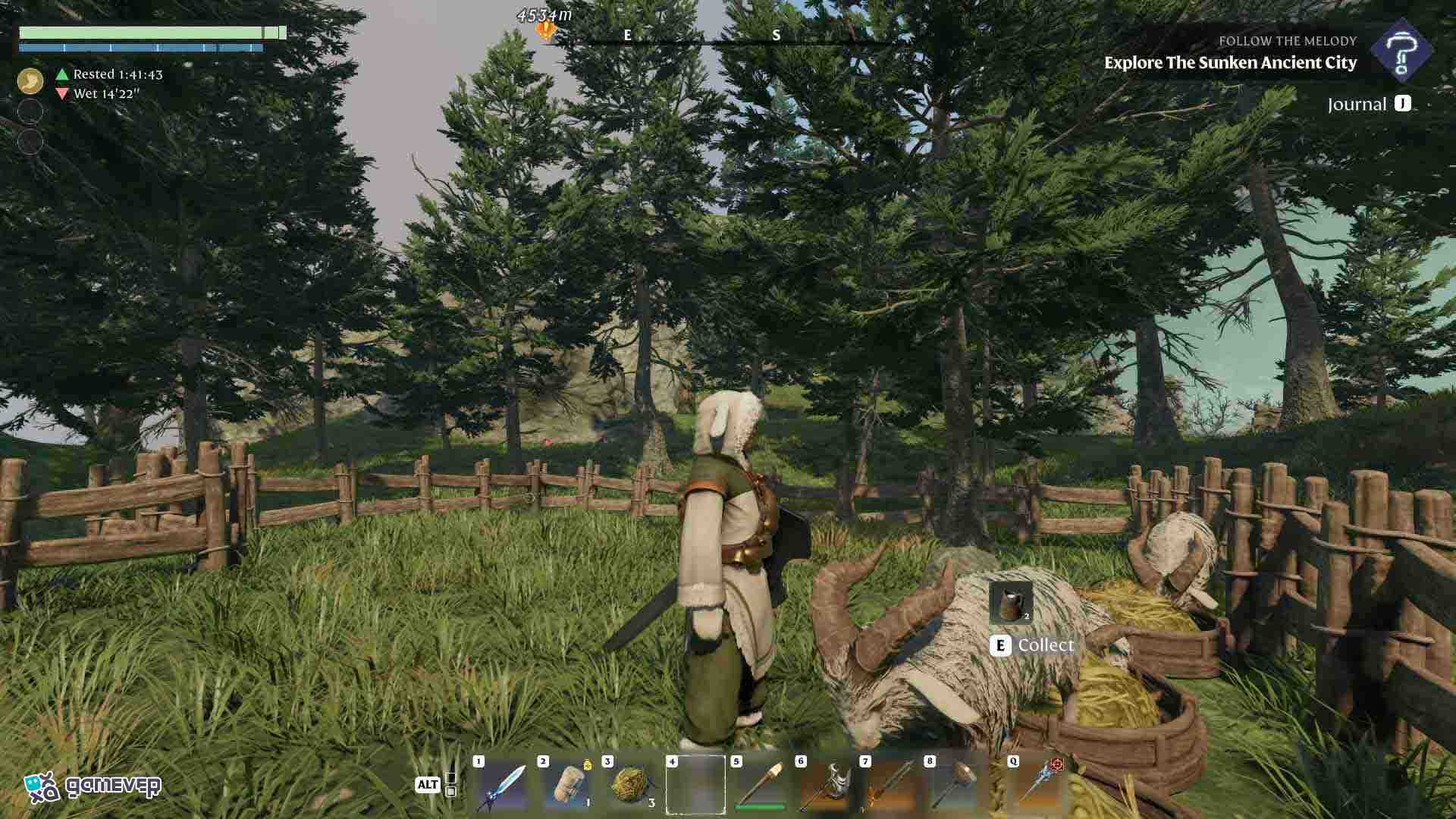 Recolecta leche de tu cabra en Enshrouded Souls of the Frozen Frontier Update.