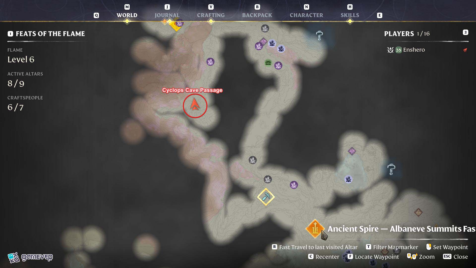 Encuentra la entrada a la cueva de murciélagos en la Cima Congelada en Enshrouded Souls of the Frozen Frontier Update.