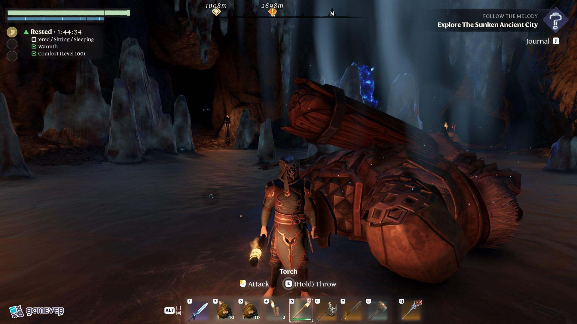 Derrota al cíclope y reclama tu espada en Enshrouded Souls of the Frozen Frontier Update.