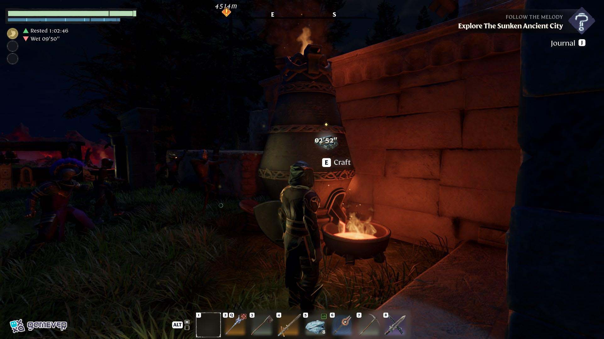 Instala el Horno de Fundición en un lugar cálido en Enshrouded Souls of the Frozen Frontier Update.
