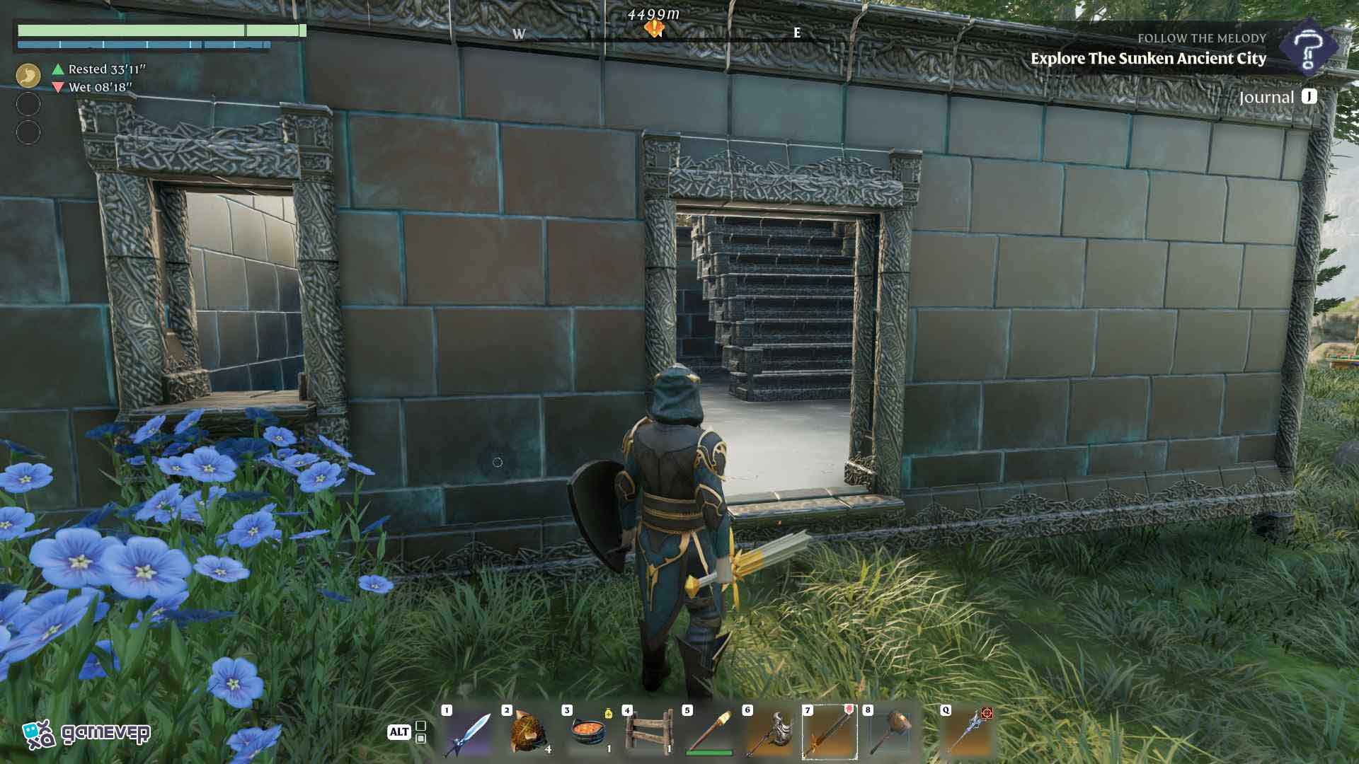 Transforma tus construcciones con la elegante apariencia del Bloque de Obsidiana en Enshrouded Souls of the Frozen Frontier Update.