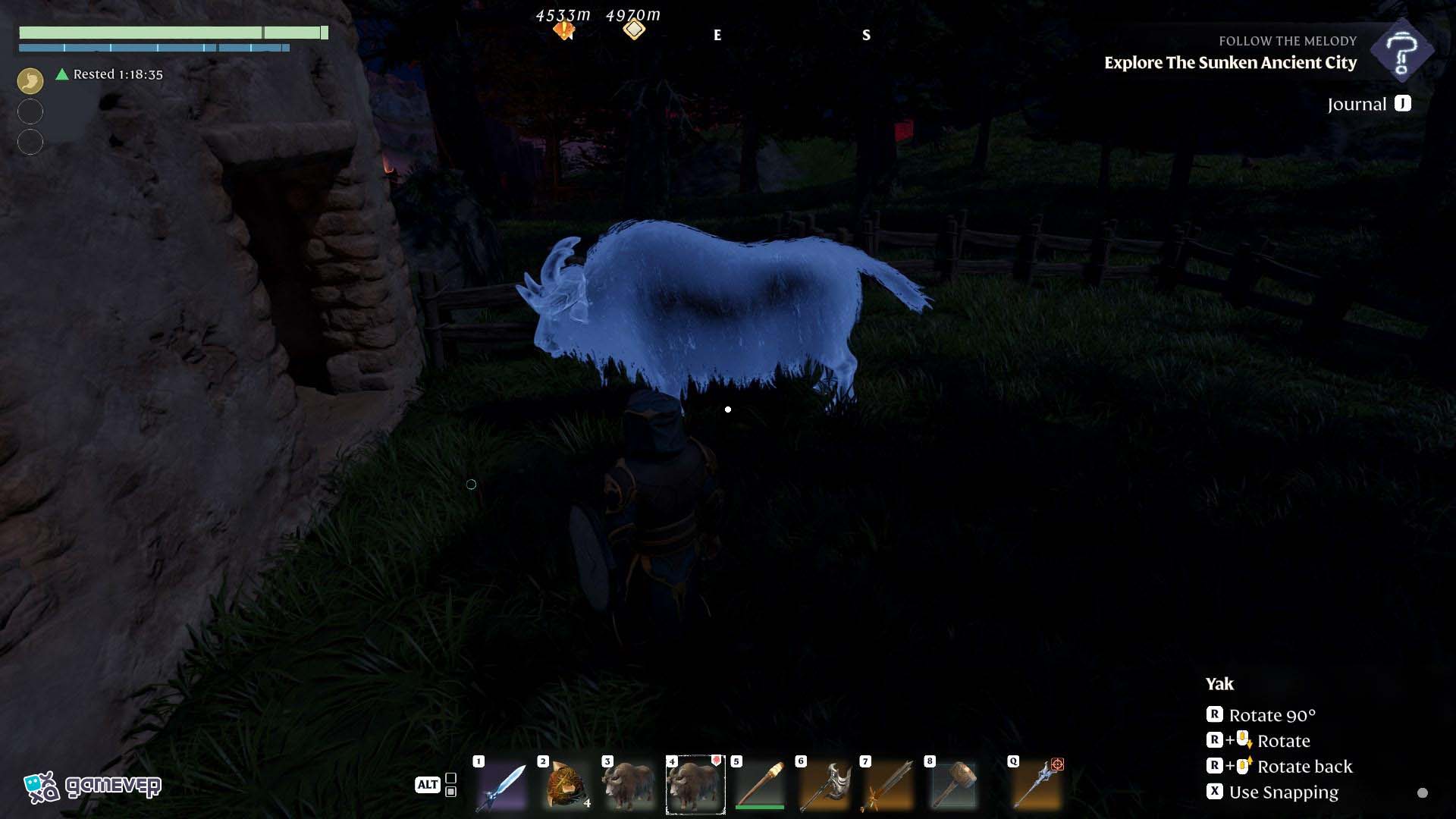 Asegúrate de proporcionar una Almohada para Yak y un Comedero para Yak en Enshrouded Souls of the Frozen Frontier Update.