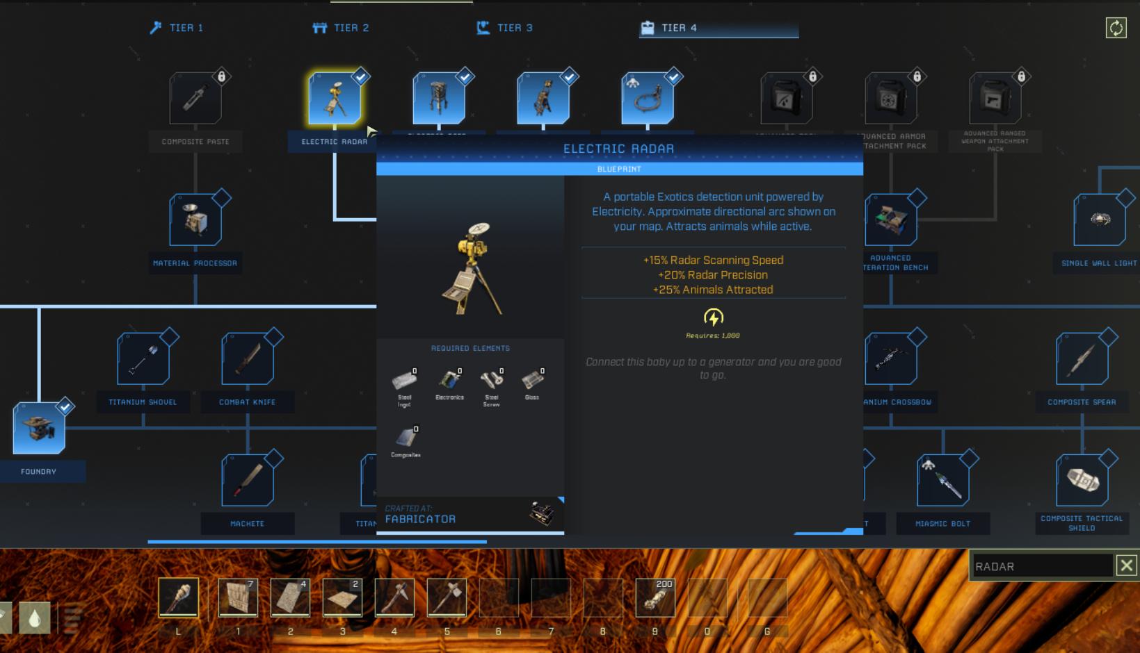 Use the Electricity Tool to connect power sources to your radar