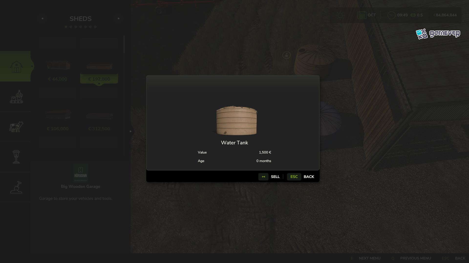Sitúa el cursor sobre los edificios para ver los valores de venta en Farming Simulator 25.