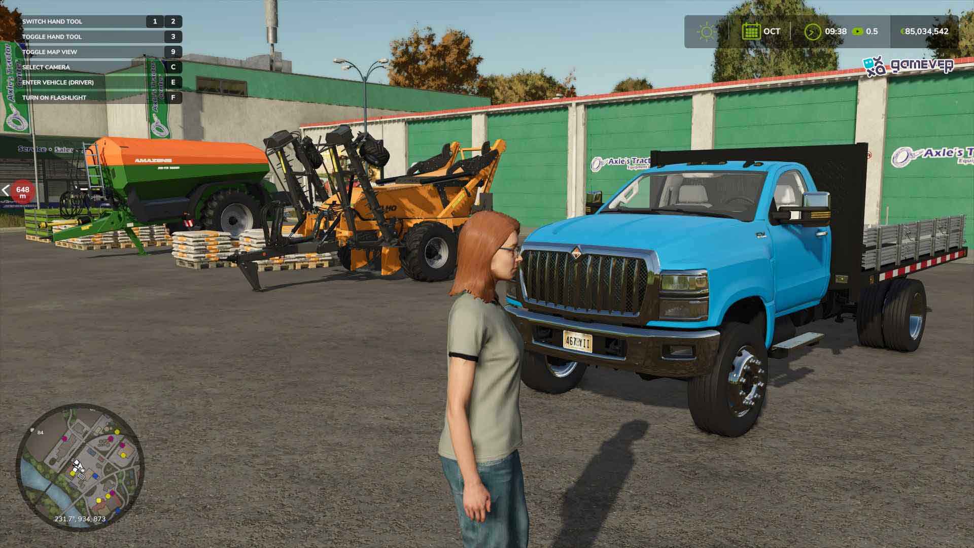 Compra tractores y cosechadoras directamente desde la tienda en Farming Simulator 25.
