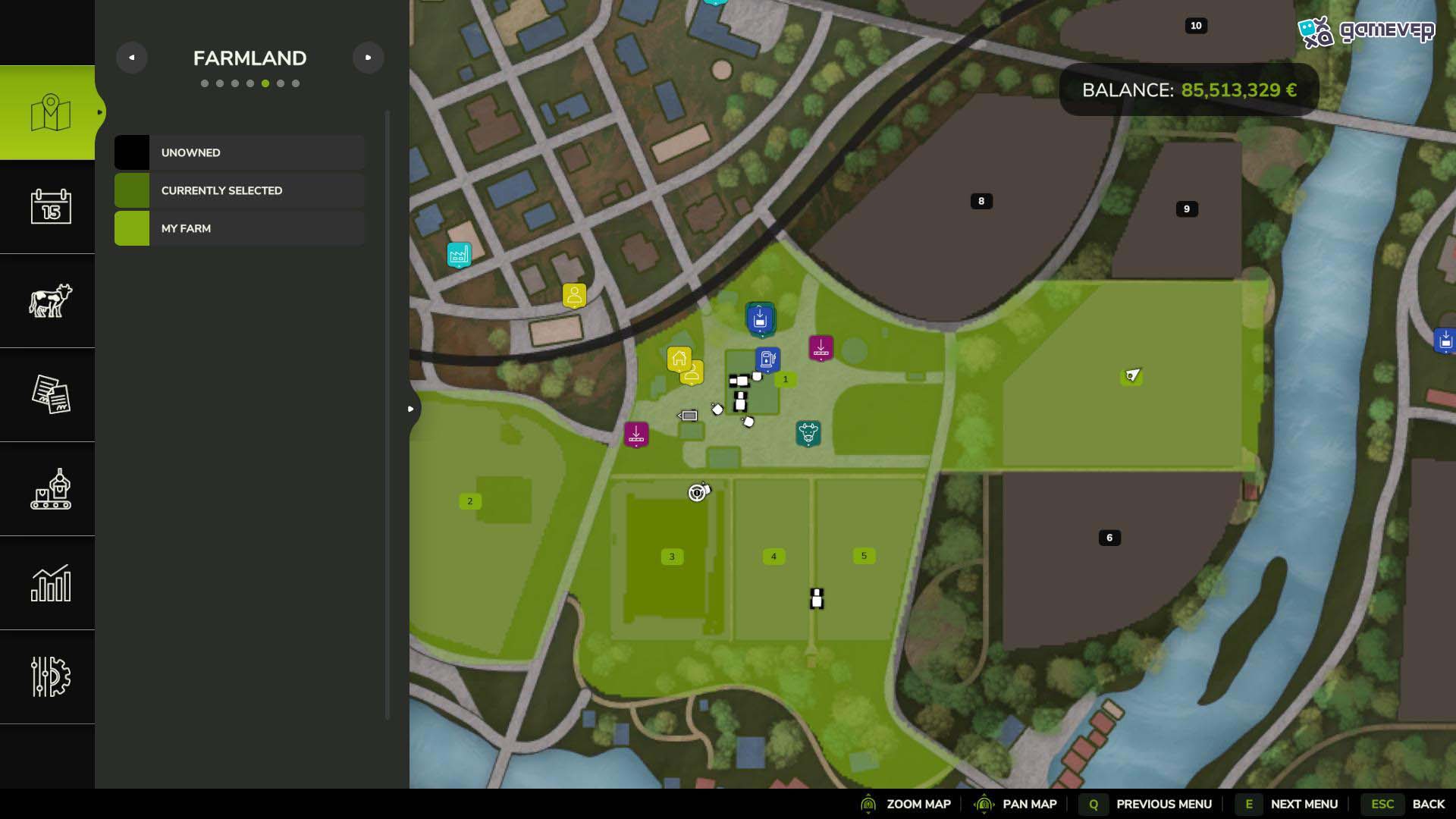Selecciona los campos adecuados según el tamaño y la ubicación en Farming Simulator 25.