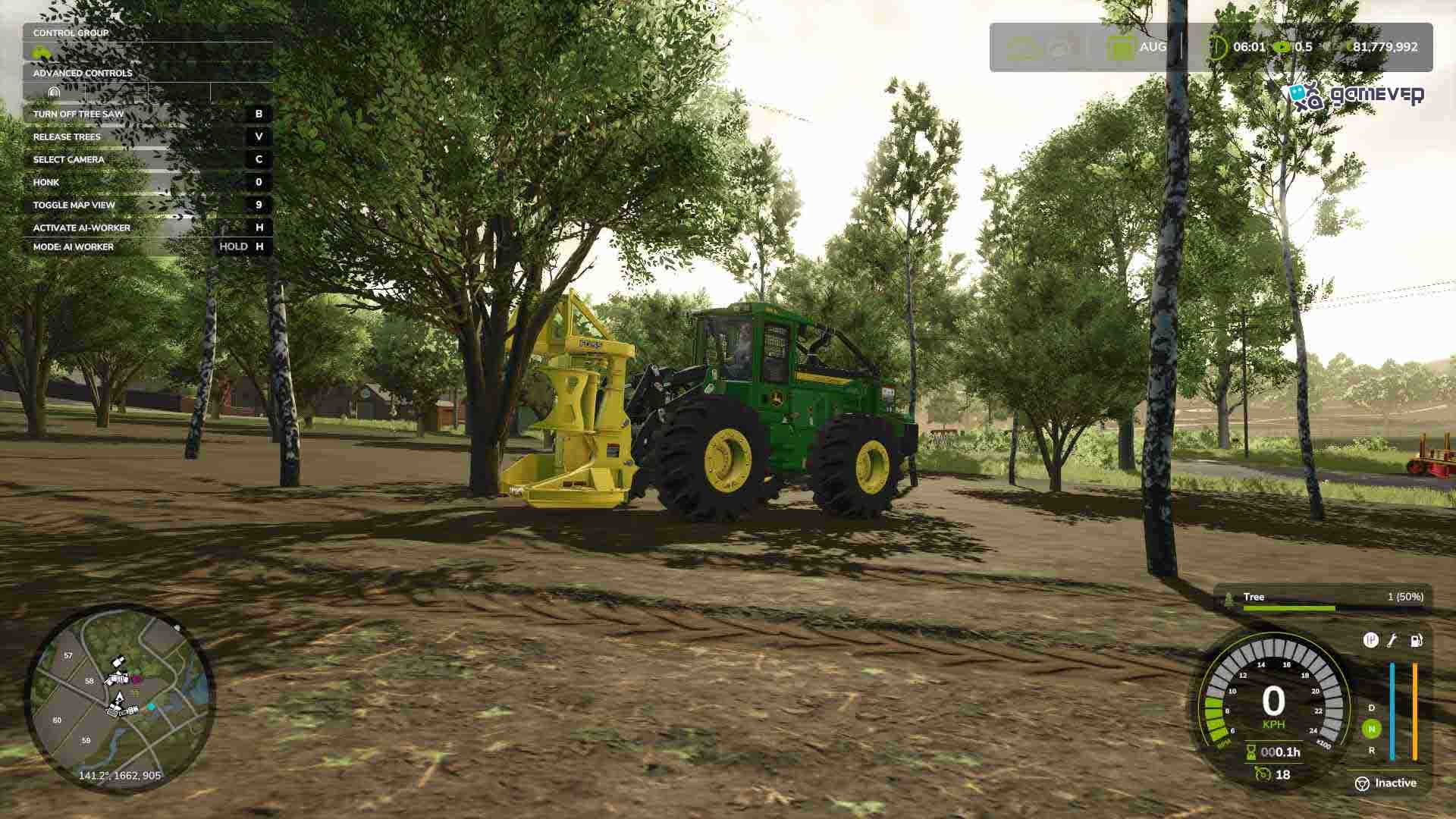 Corta el árbol en secciones manejables para el transporte en Farming Simulator 25