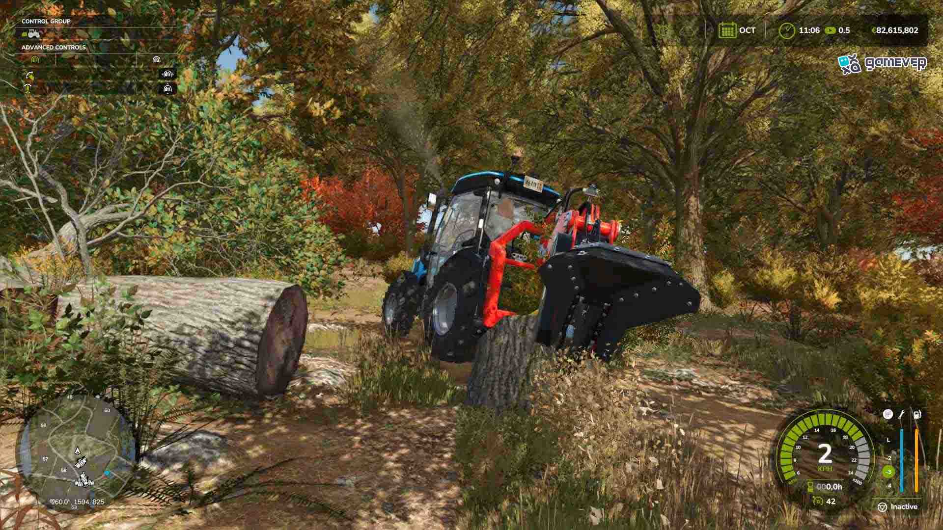 Elimina los tocones de árboles para limpiar tu terreno en Farming Simulator 25.