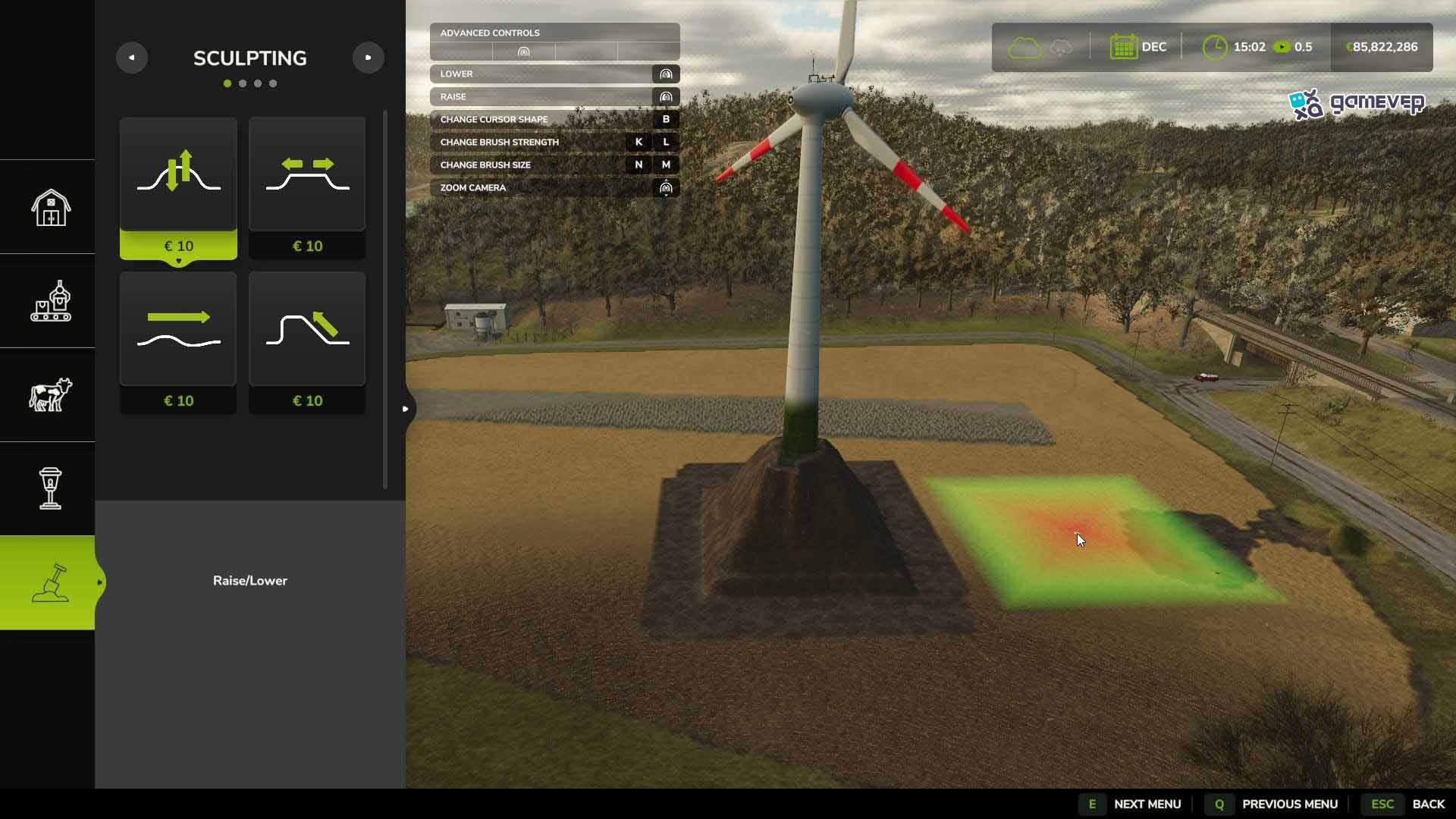 Personaliza el terreno utilizando herramientas de paisajismo en Farming Simulator 25.