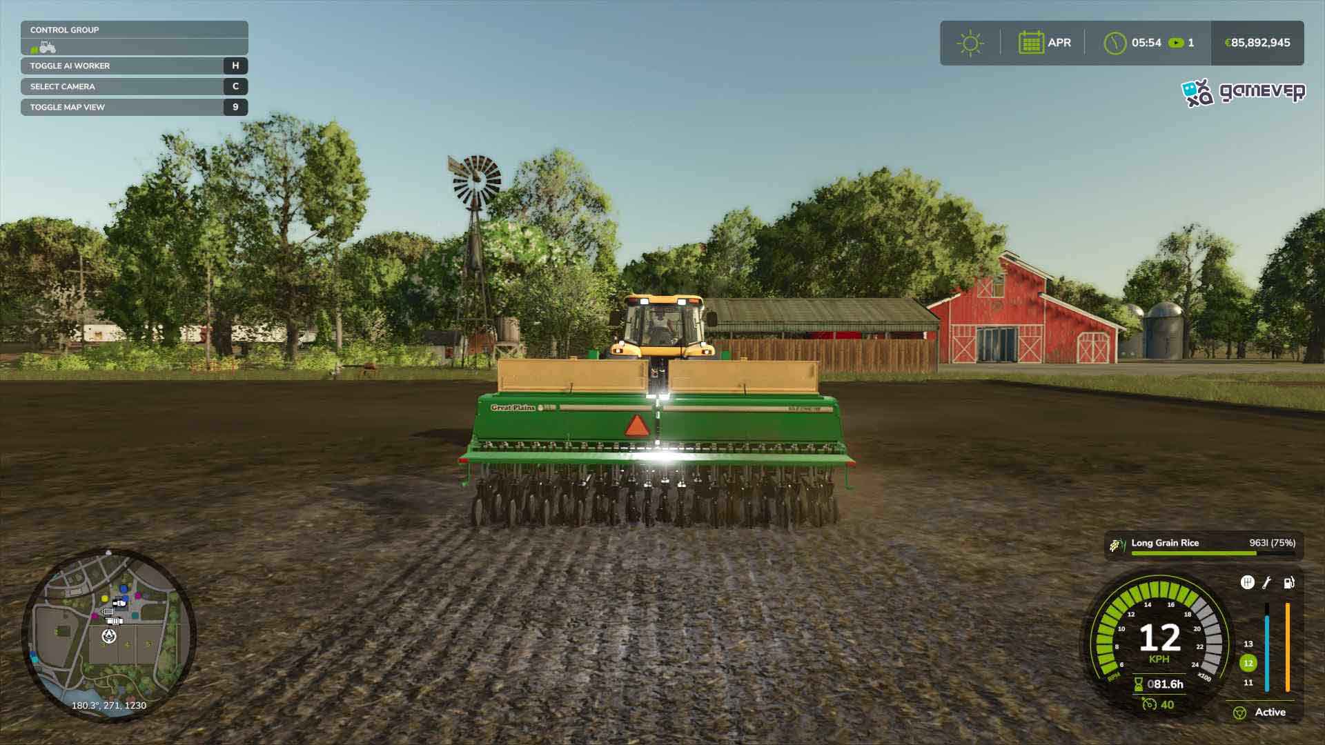 Rastrea el crecimiento del cultivo en el mapa en Farming Simulator 25.