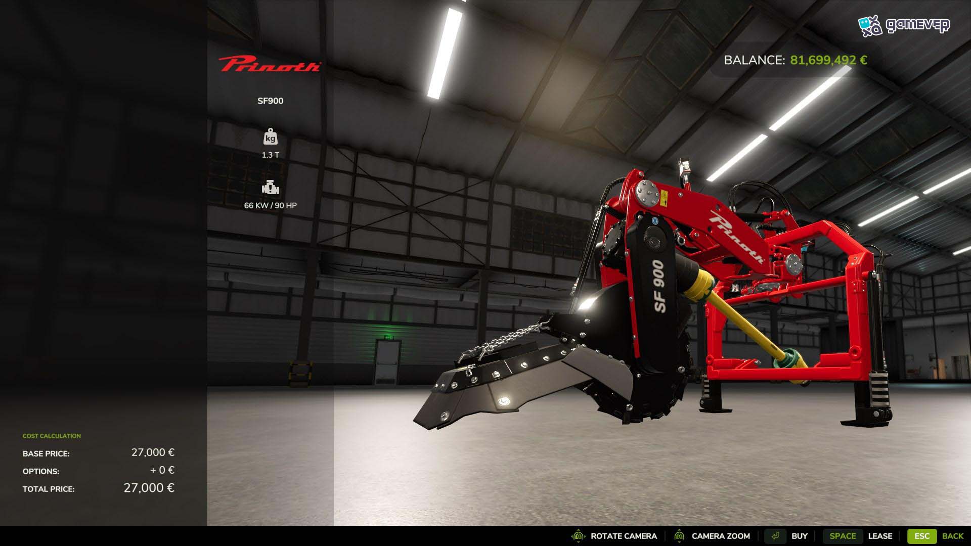 Conecta tu cortador de tocones en Farming Simulator 25.