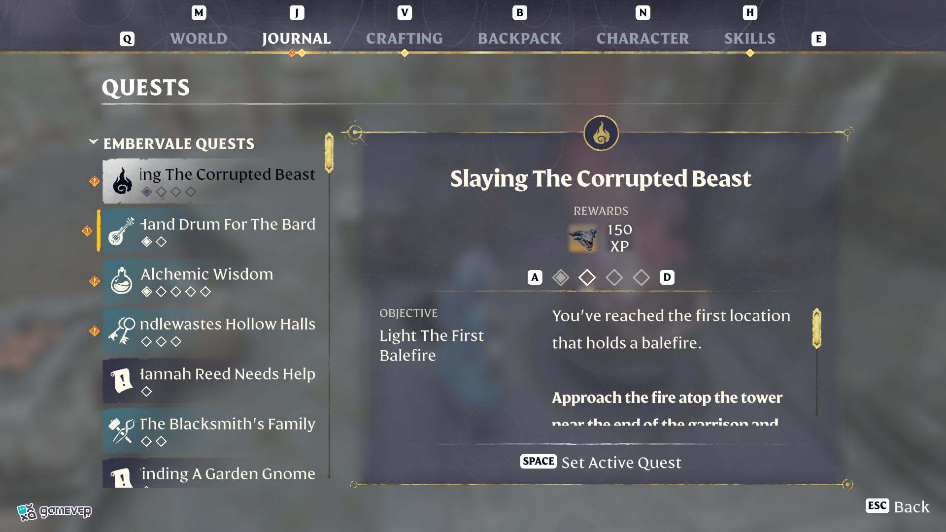 Comienza la misión "Cazando a la Bestia Corrupta" al mejorar tu Altar de Llama al Nivel 7.