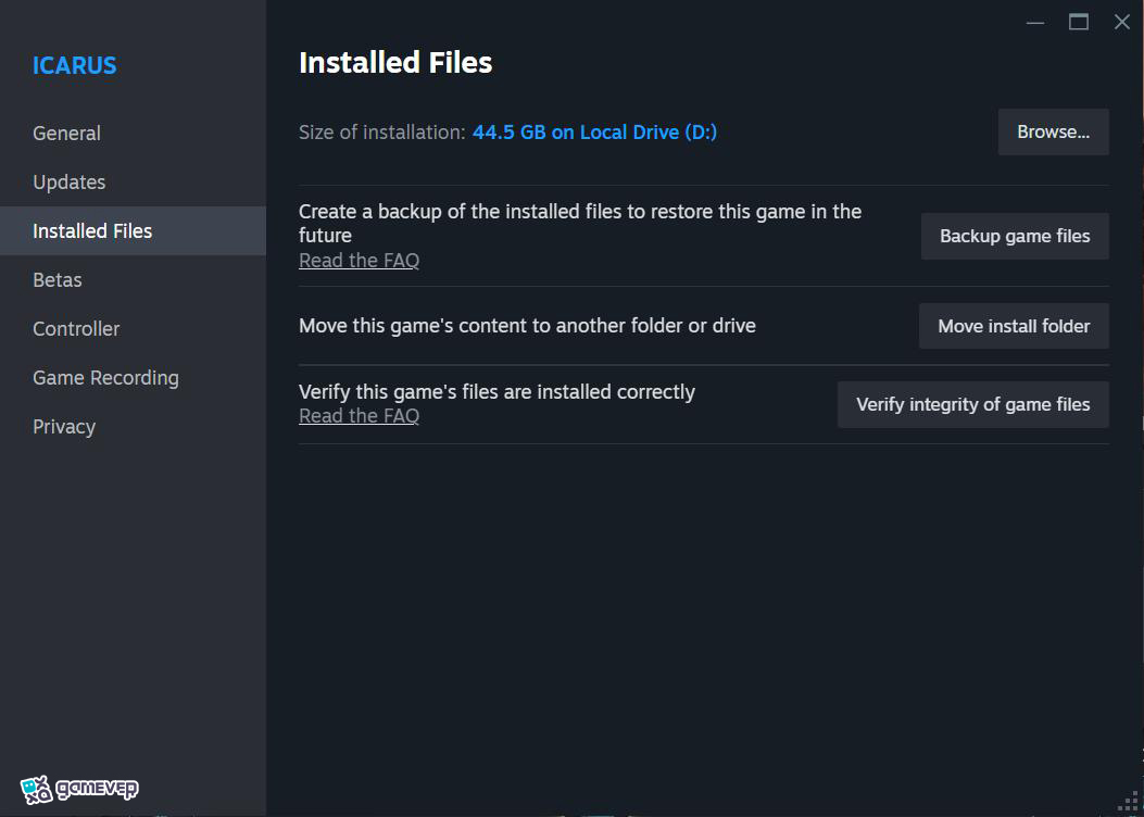 Verifica la integridad de los archivos del juego en tu biblioteca de Steam