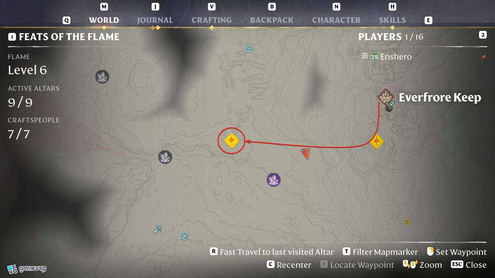Explora el Pasaje del Lago Bittermelt para encontrar la pierna izquierda en Enshrouded Souls of the Frozen Frontier Update.