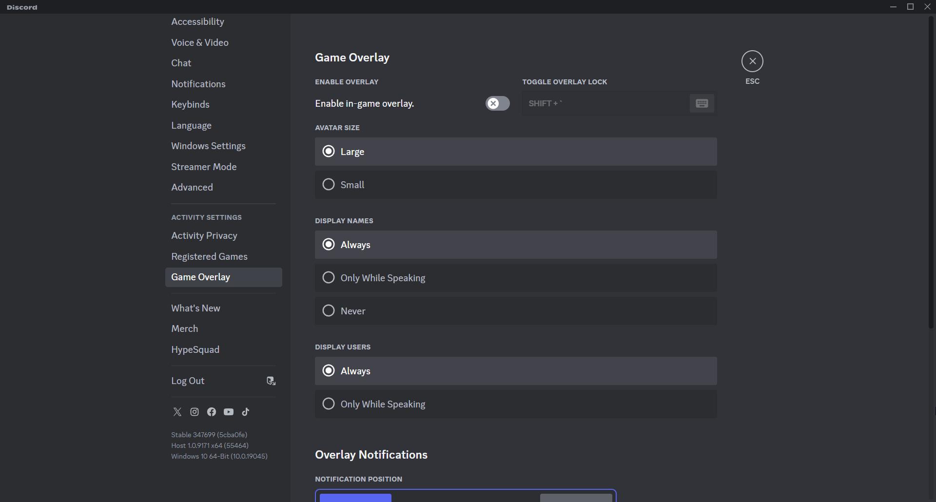 Deaktiviere das Discord-Overlay im Einstellungsmenü.