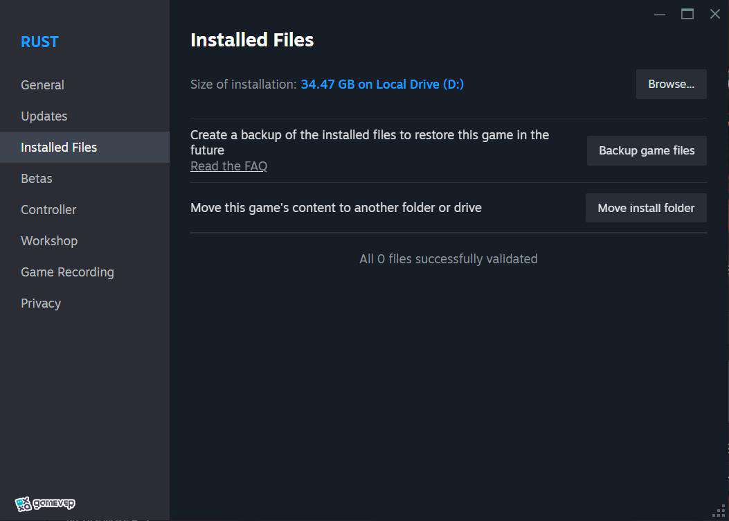 Verifica la integridad de los archivos del juego de Rust en Steam