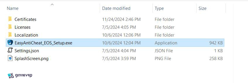 Ejecuta el archivo de configuración de EasyAntiCheat para reparar el servicio