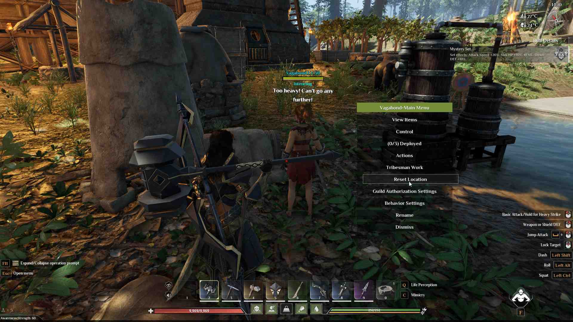 Use the Reset Location option to move frozen tribesmen