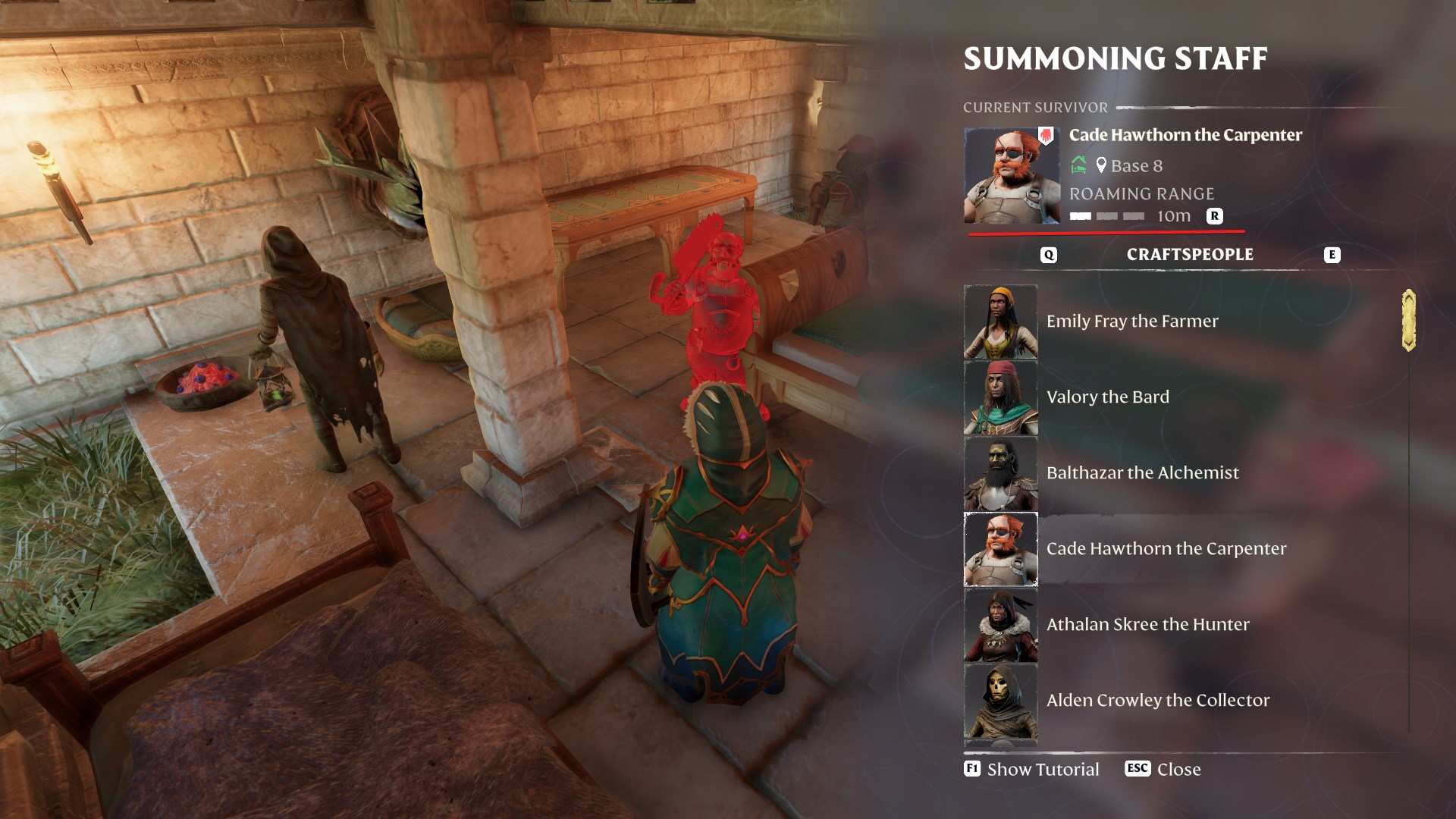 Trzymaj NPC w pobliżu ich łóżek, ustawiając ich zasięg wędrowania na zero w aktualizacji Enshrouded Souls of the Frozen Frontier