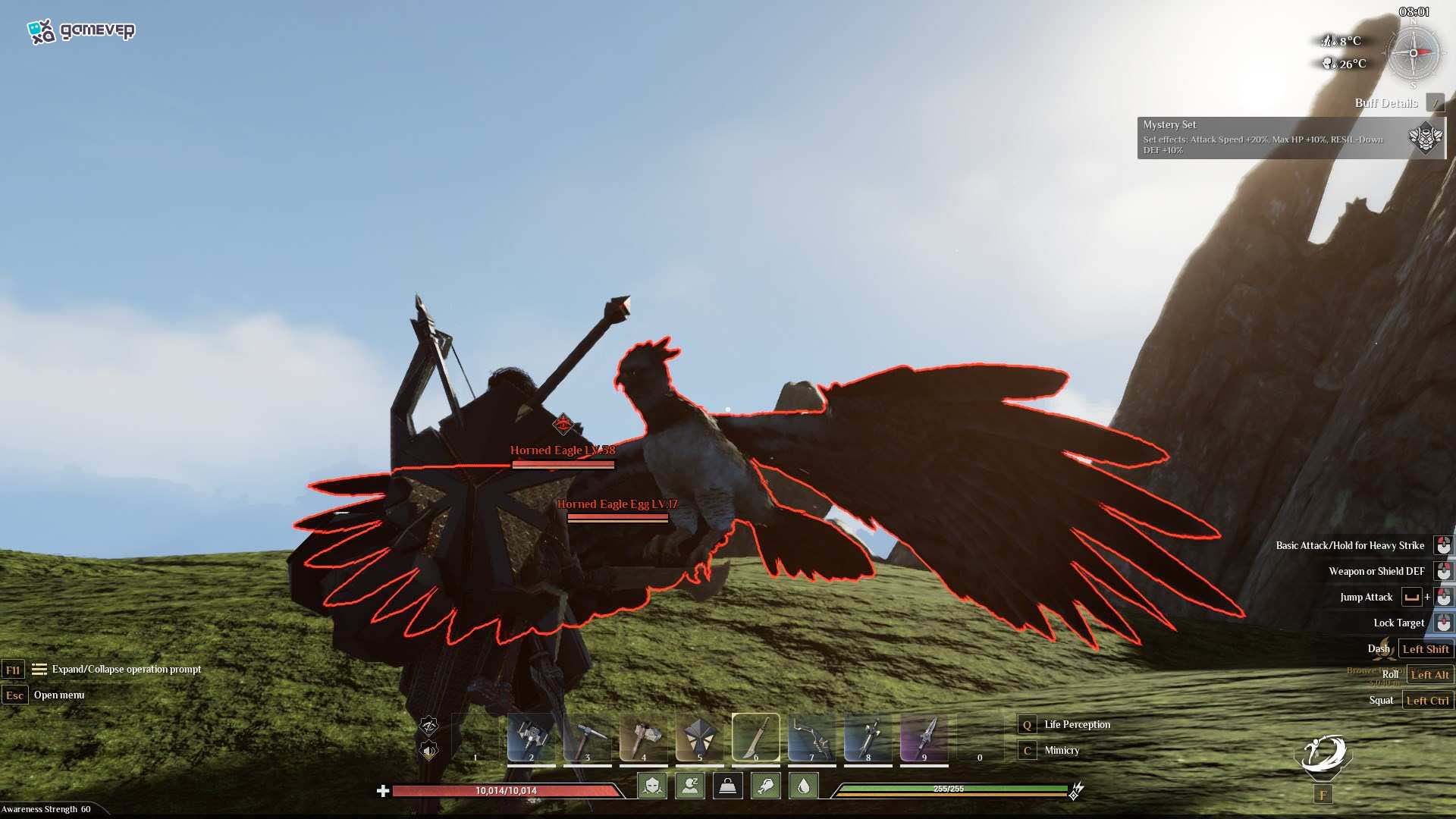 Recoge el huevo del nido evitando el peligro