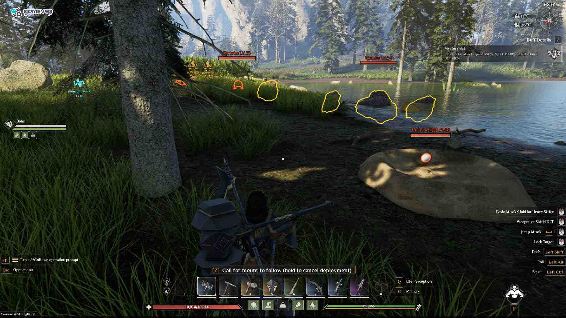 Toma el huevo de un nido cerca de un lago o cascada en Soulmask Wild Ride Update