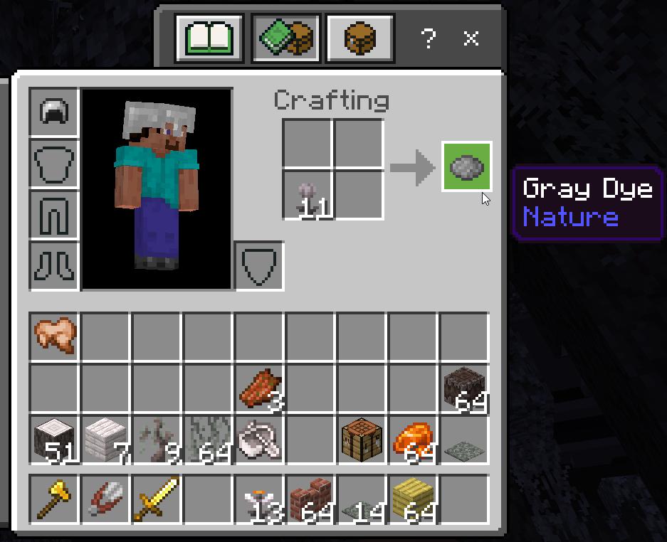 Stelle Grauen Farbstoff aus Geschlossenen Augenblüten in Minecraft her.