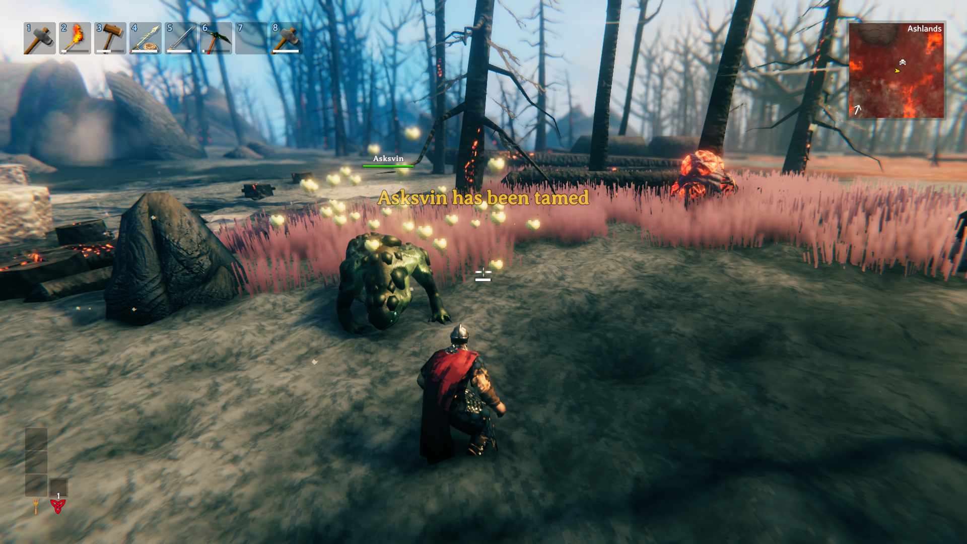 Explore the Ashlands safely on your tamed Asksvin