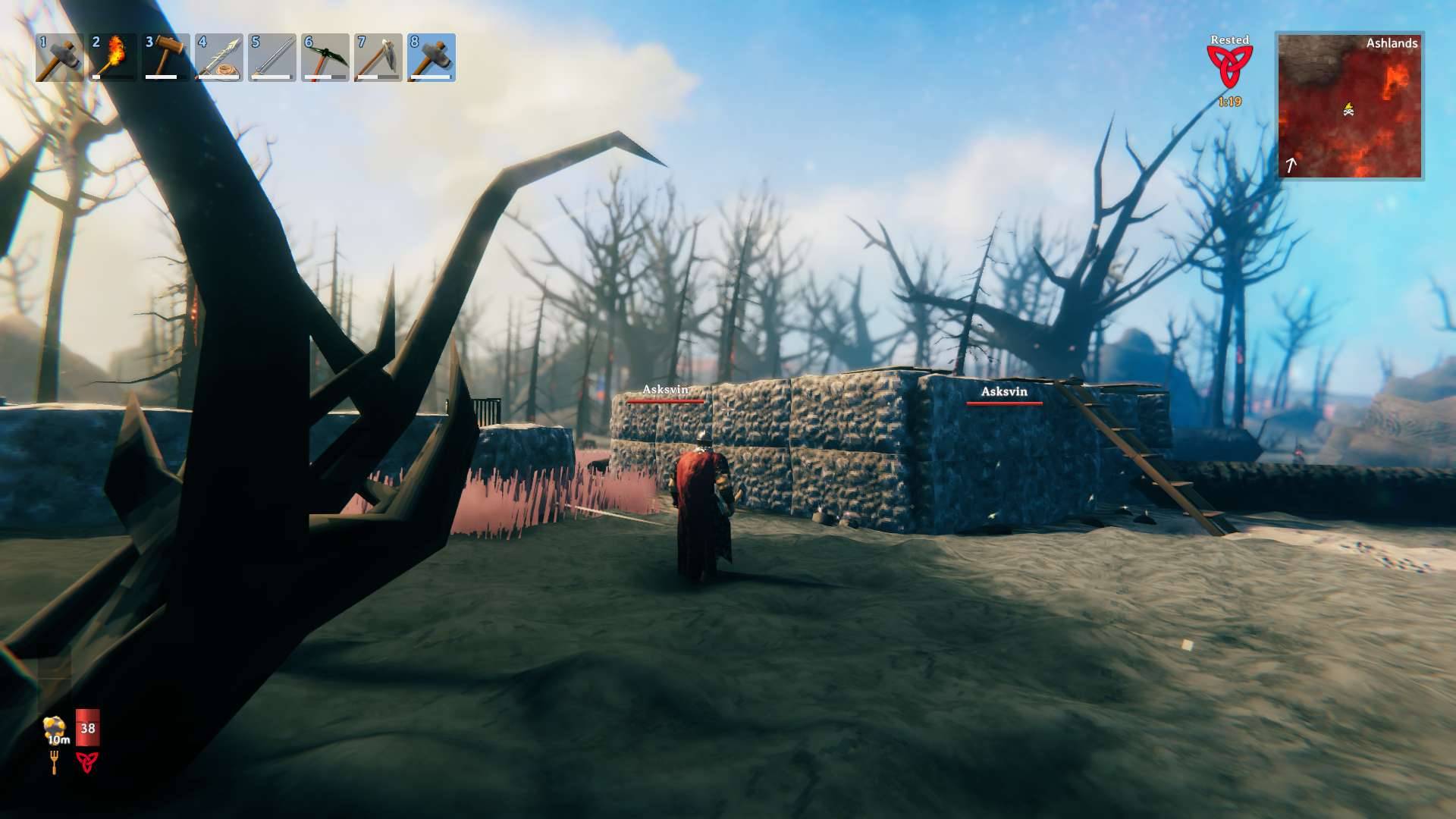Build a deep pit to safely trap Asksvins in Valheim