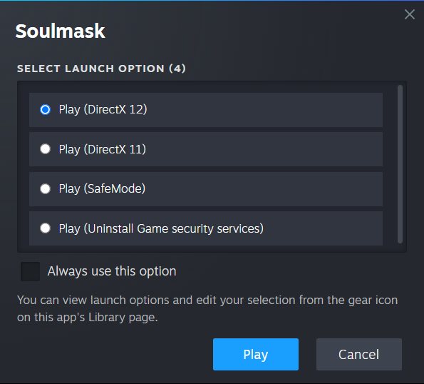 Modify launch settings in Steam for improved compatibility with Soulmask.