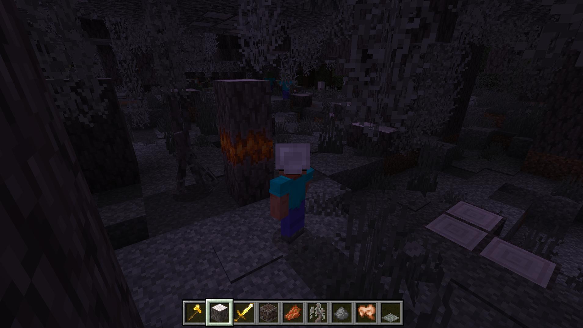 Umieść serce między kłodami Pale Oak, aby wezwać mob w Minecraft Garden Awakens