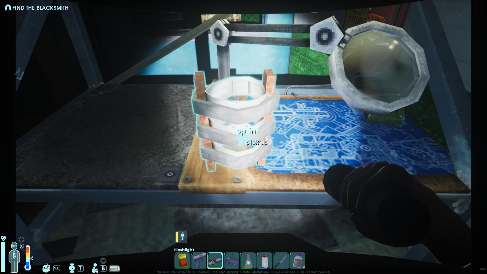 Treat broken limbs with a splint, but activate it from the hotbar