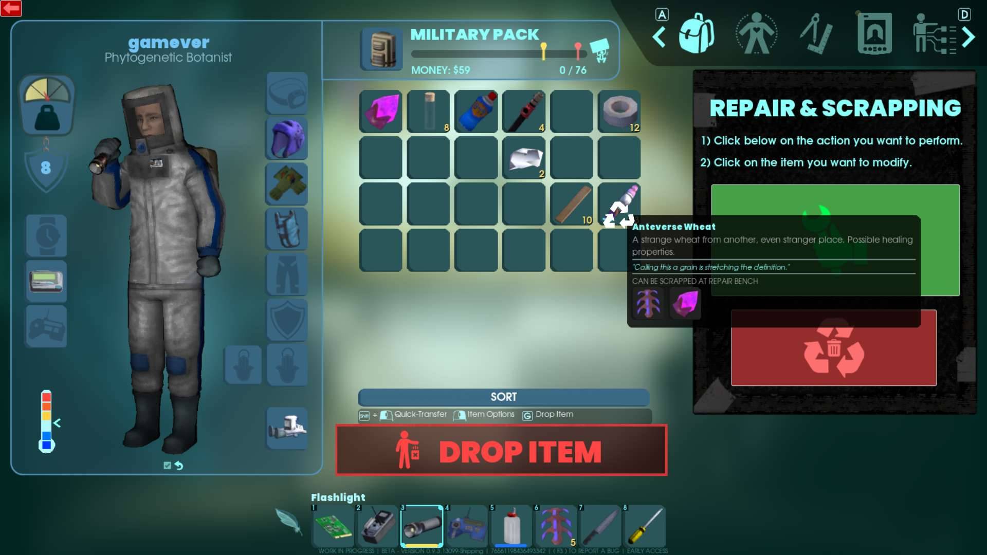Use the Repair & Salvage Station to convert crops into seeds