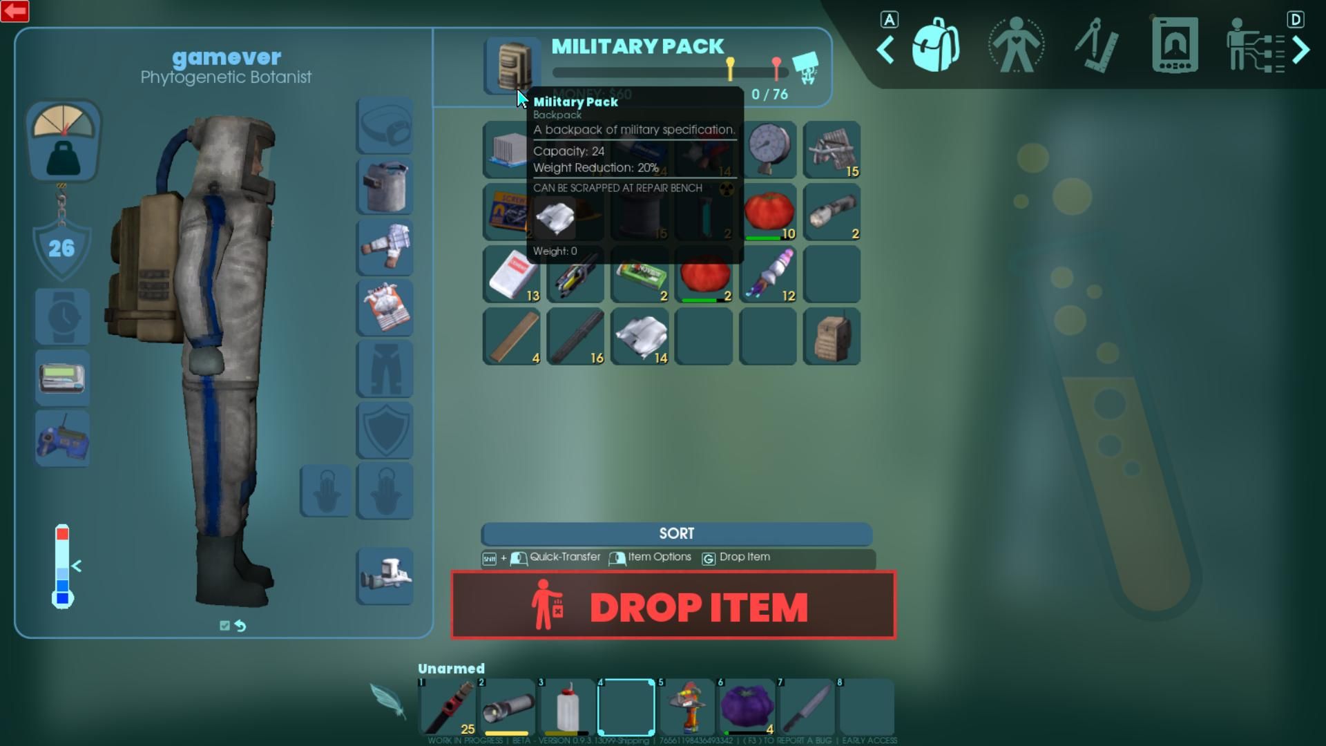 Rüste den Militärrucksack aus, um zusätzliche Slots und weniger Gewicht zu erhalten