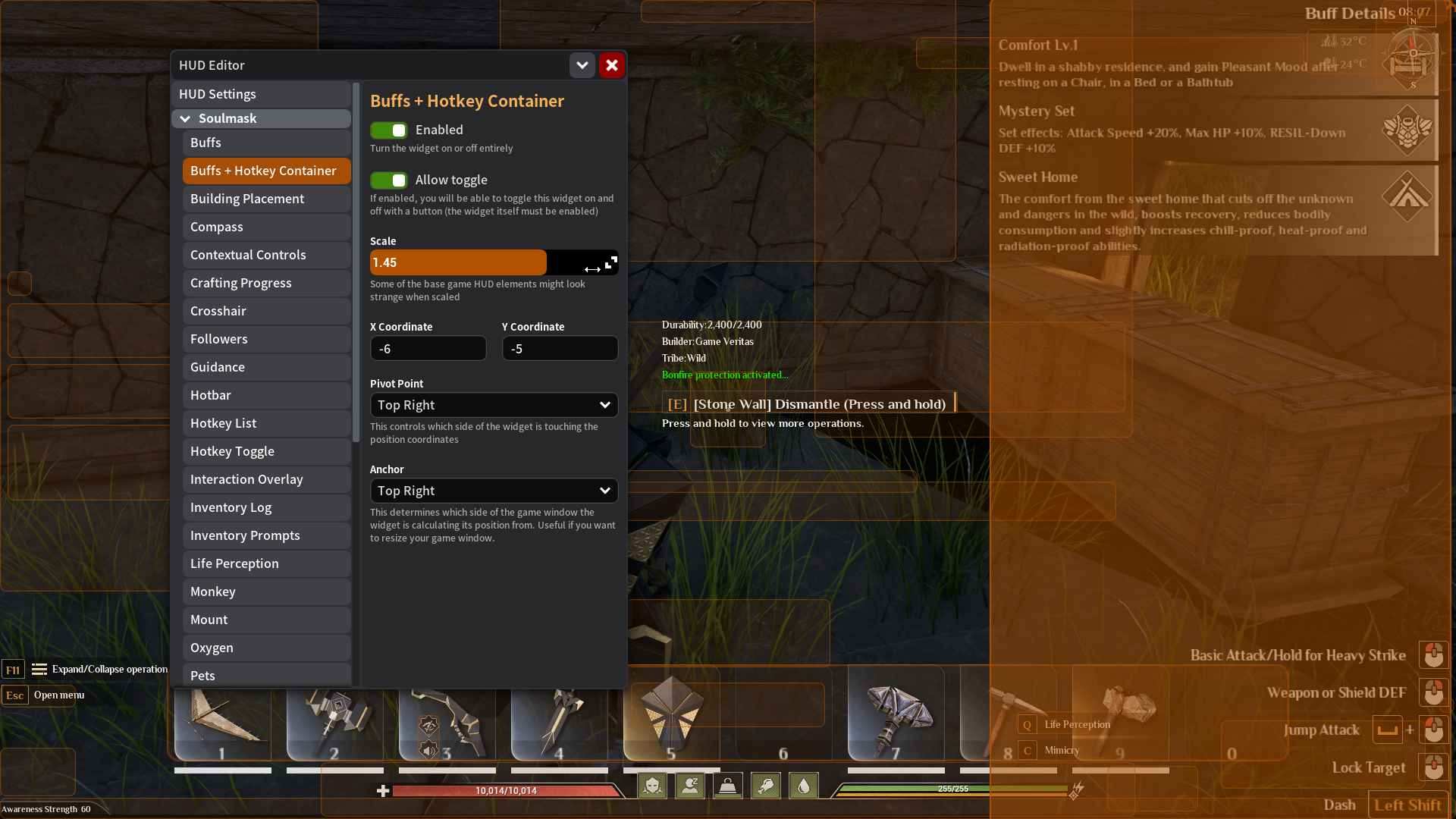 Dostosuj skalę i położenie paneli interfejsu w Soulmask