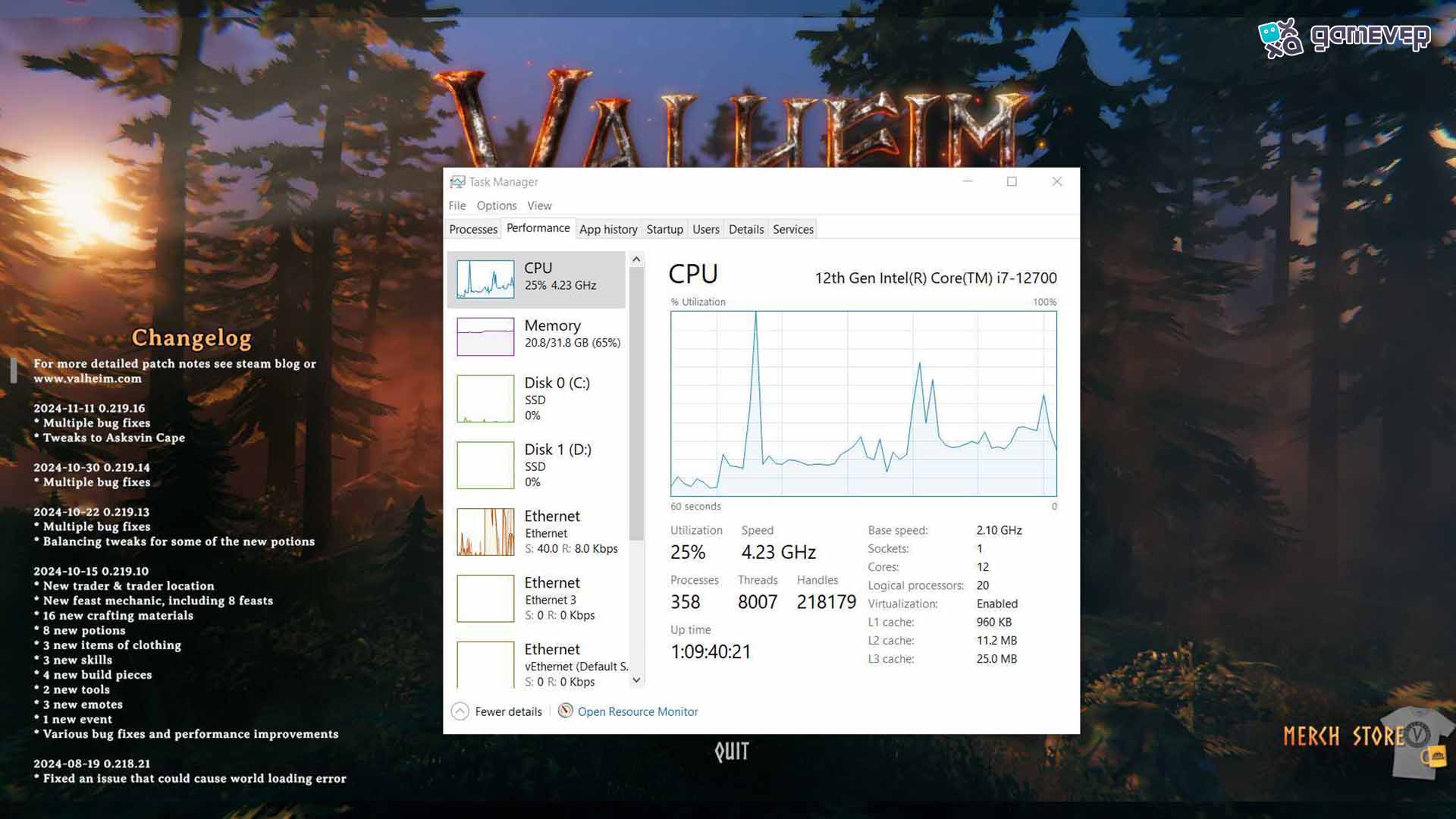 Reduce efectos gráficos como sombras y brillo en Valheim