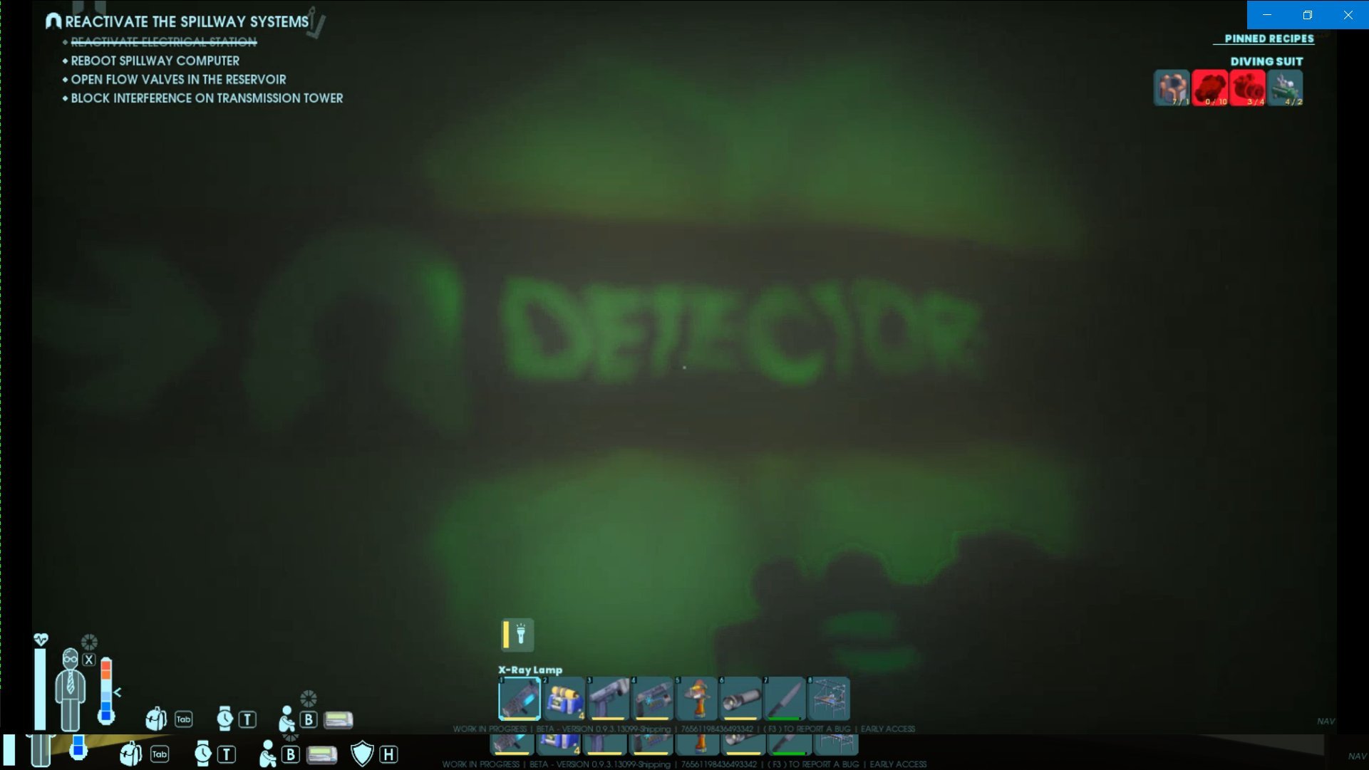 Follow green light to reach the Detector in Abiotic Factor