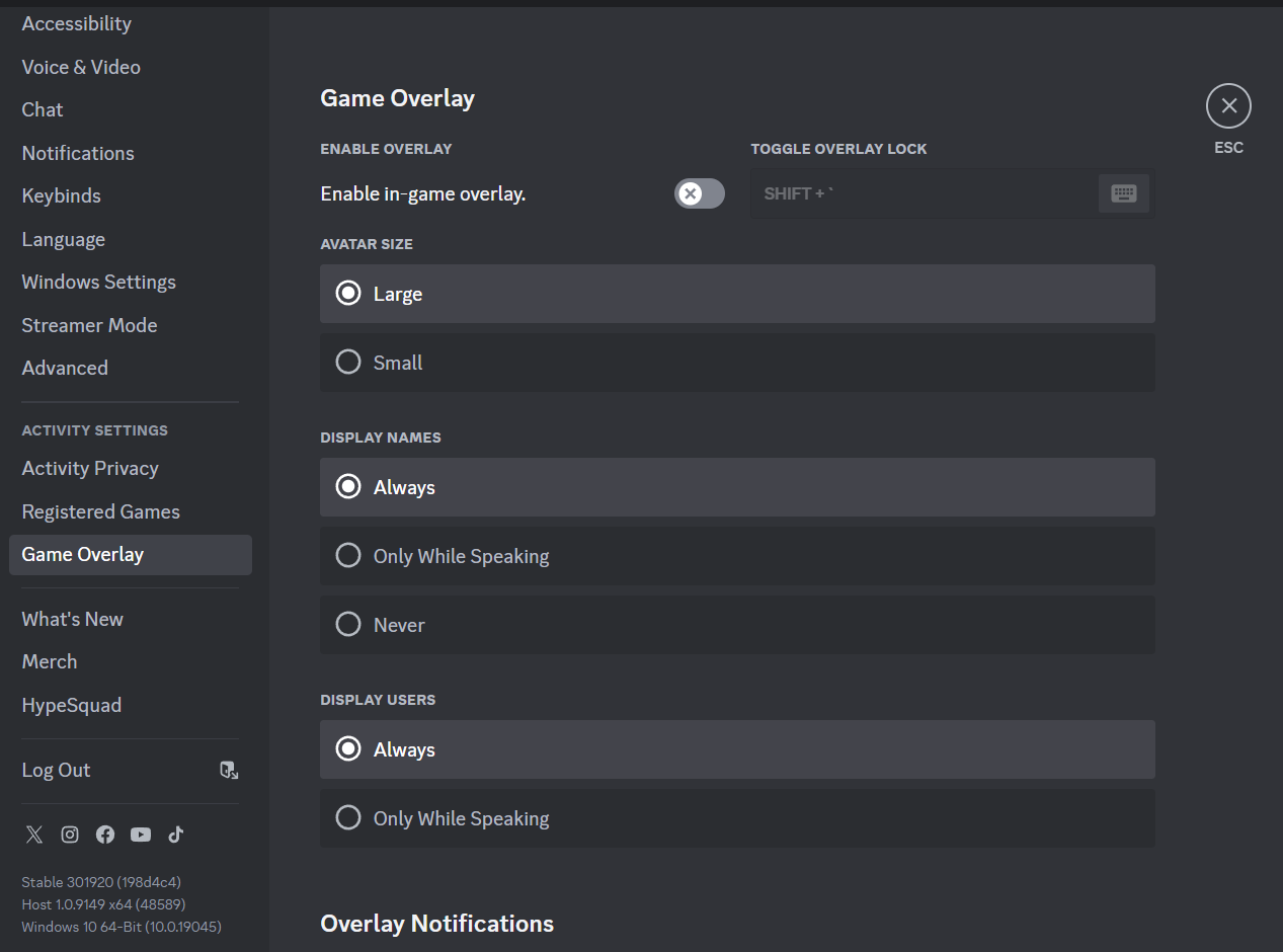 Wyłącz nakładkę Discord.