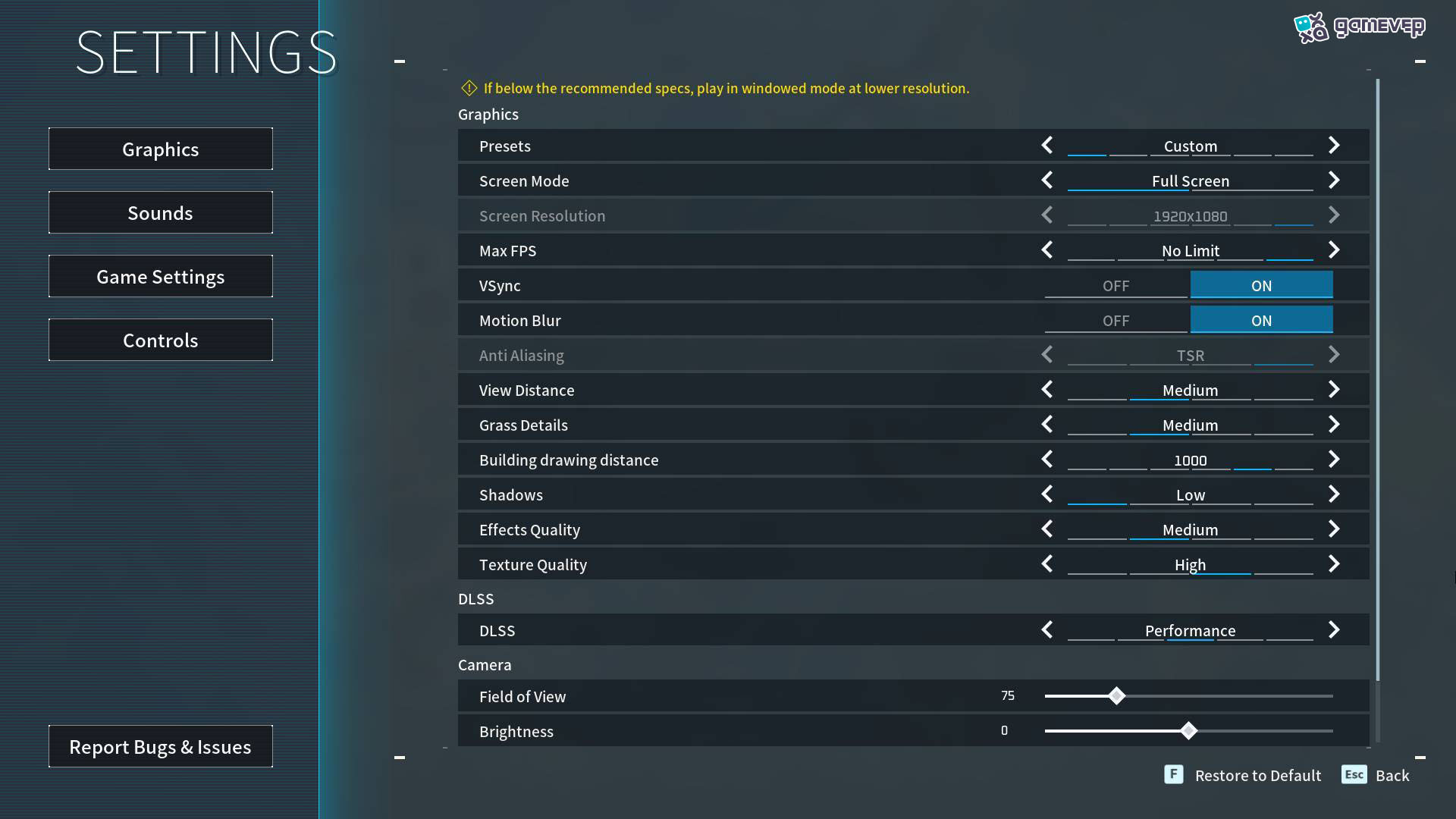 Reduce la configuración gráfica para disminuir la carga del Sistema