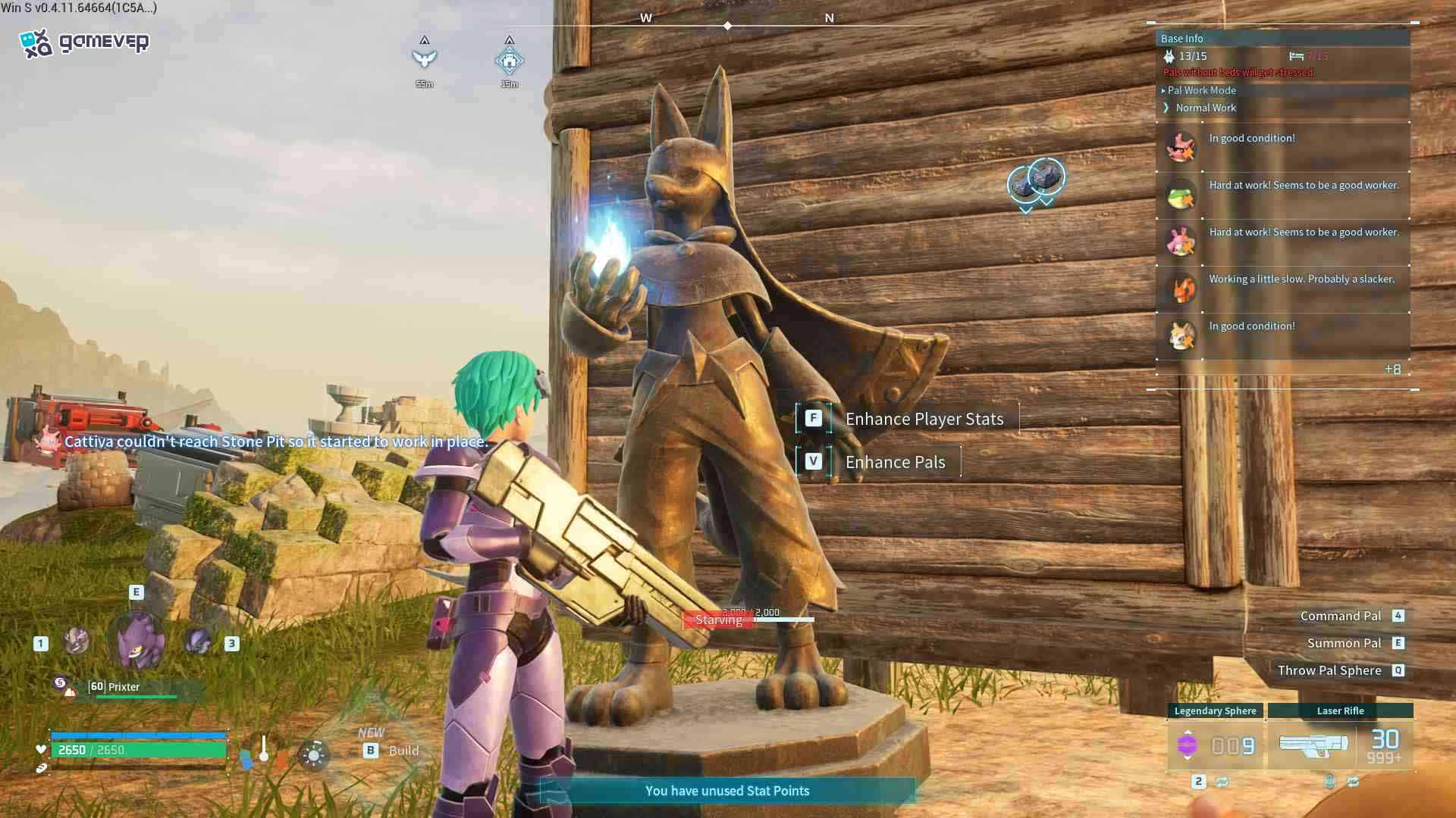Construye la Estatua del Poder en el nivel 6 para ajustar las estadísticas de los Pals.