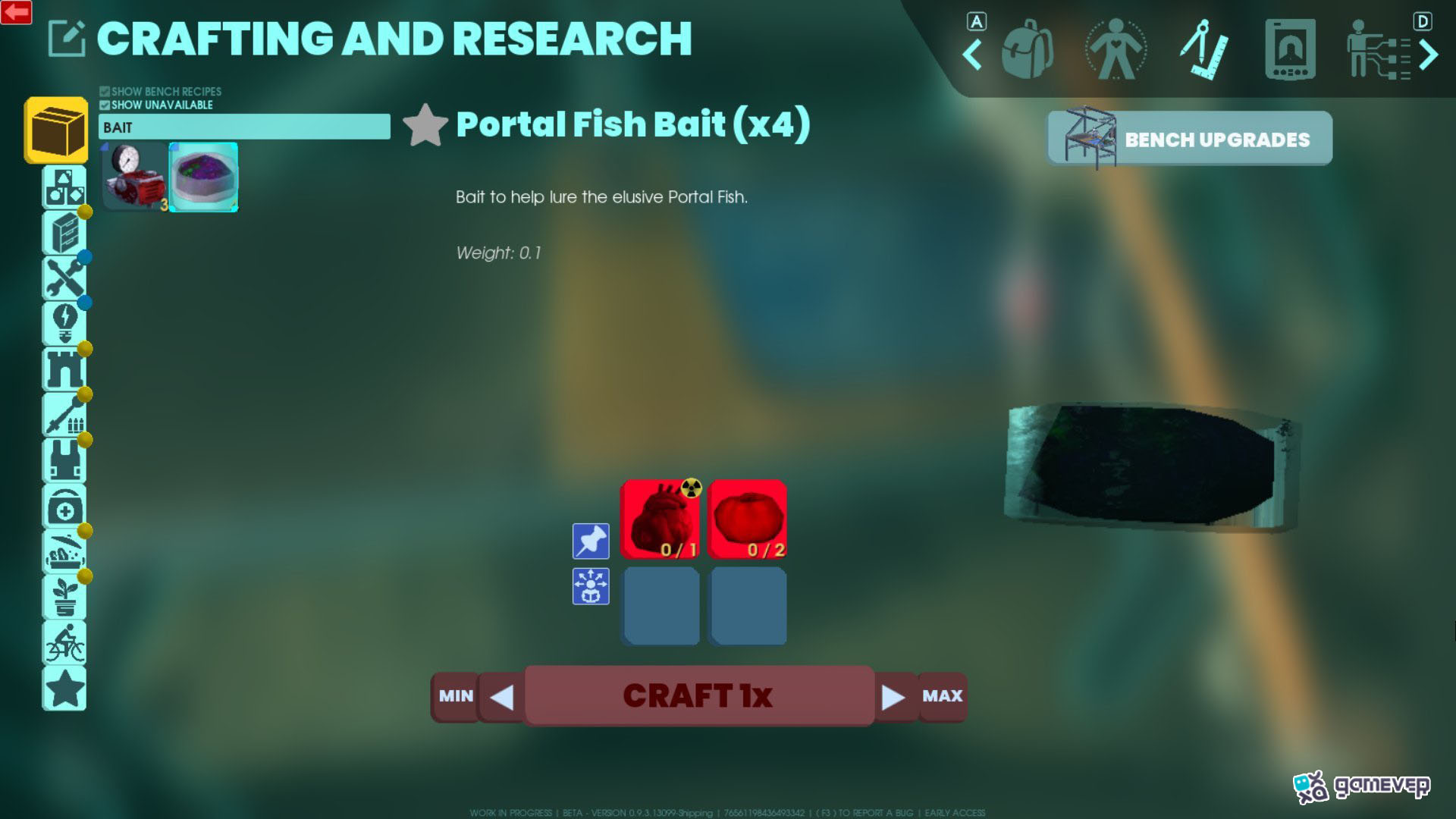 Usa cebo para aumentar tus posibilidades de atrapar peces raros en Abiotic Factor