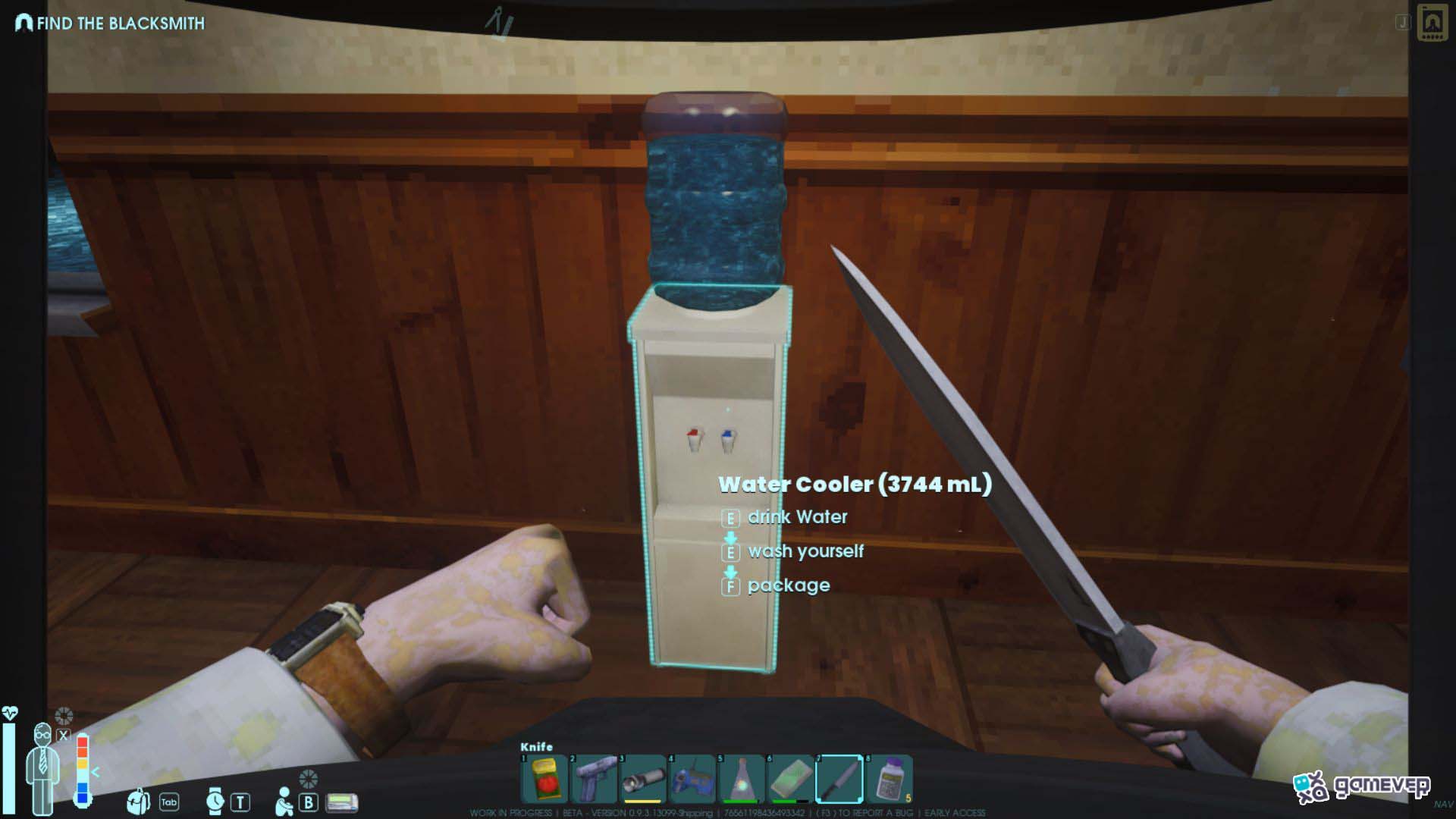 Recolecta agua de fregaderos o dispensadores de agua al inicio del juego