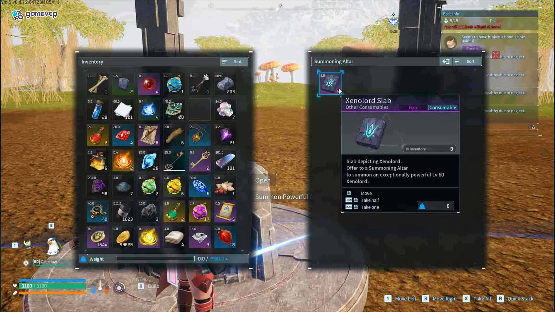 Explora las mazmorras de Feybreak para obtener fragmentos de losa de Xenolord en Palworld.