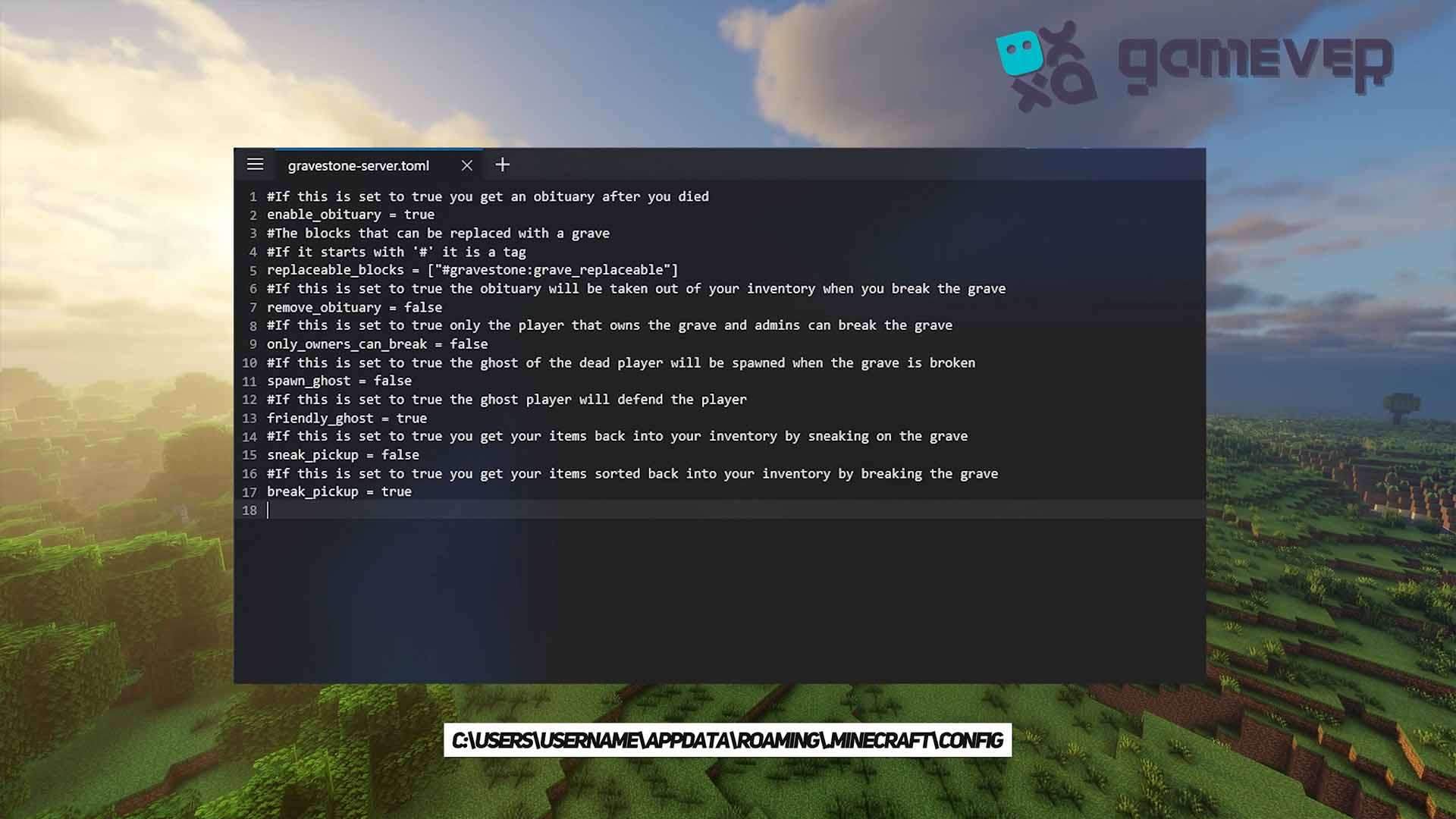 Archivo de configuración del mod.